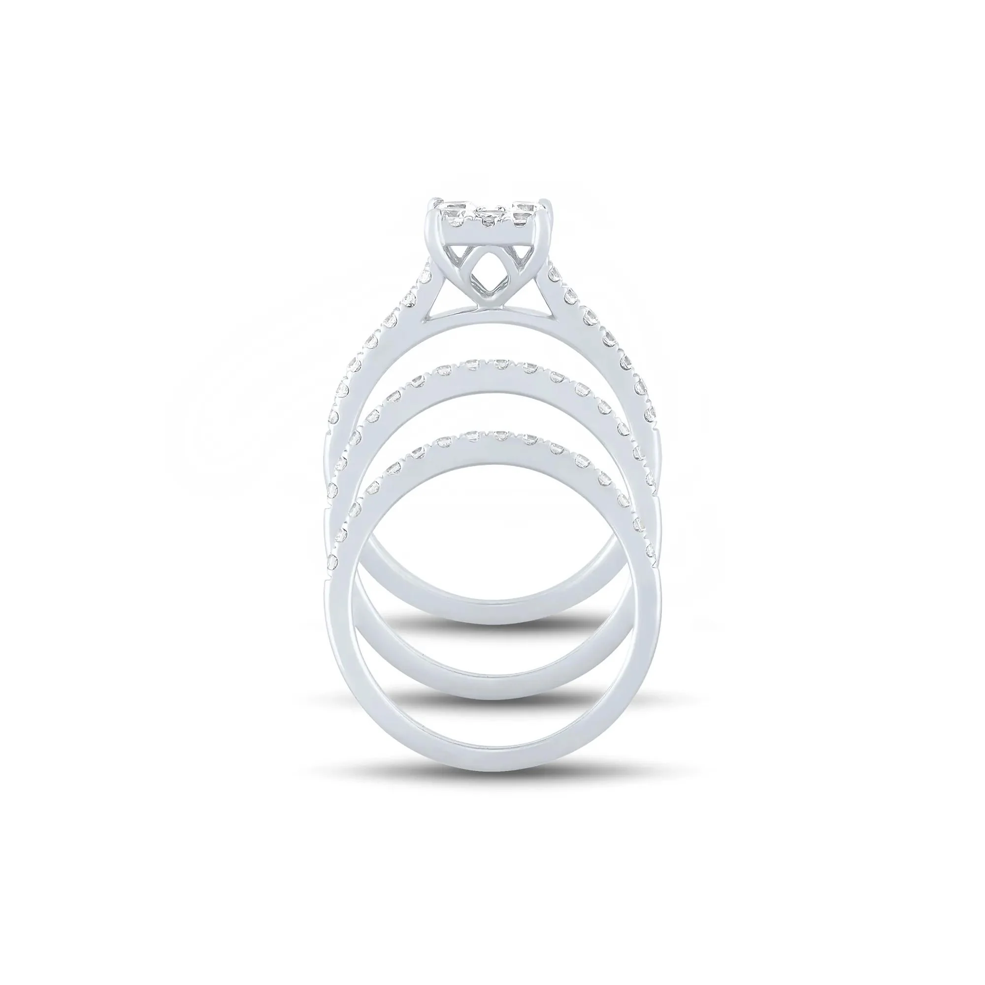 1/2 CT. Tw. Diamond Composite Engagement Ring Set 10K White Gold Round Brilliant Cut Size 9 1mm - Image 2