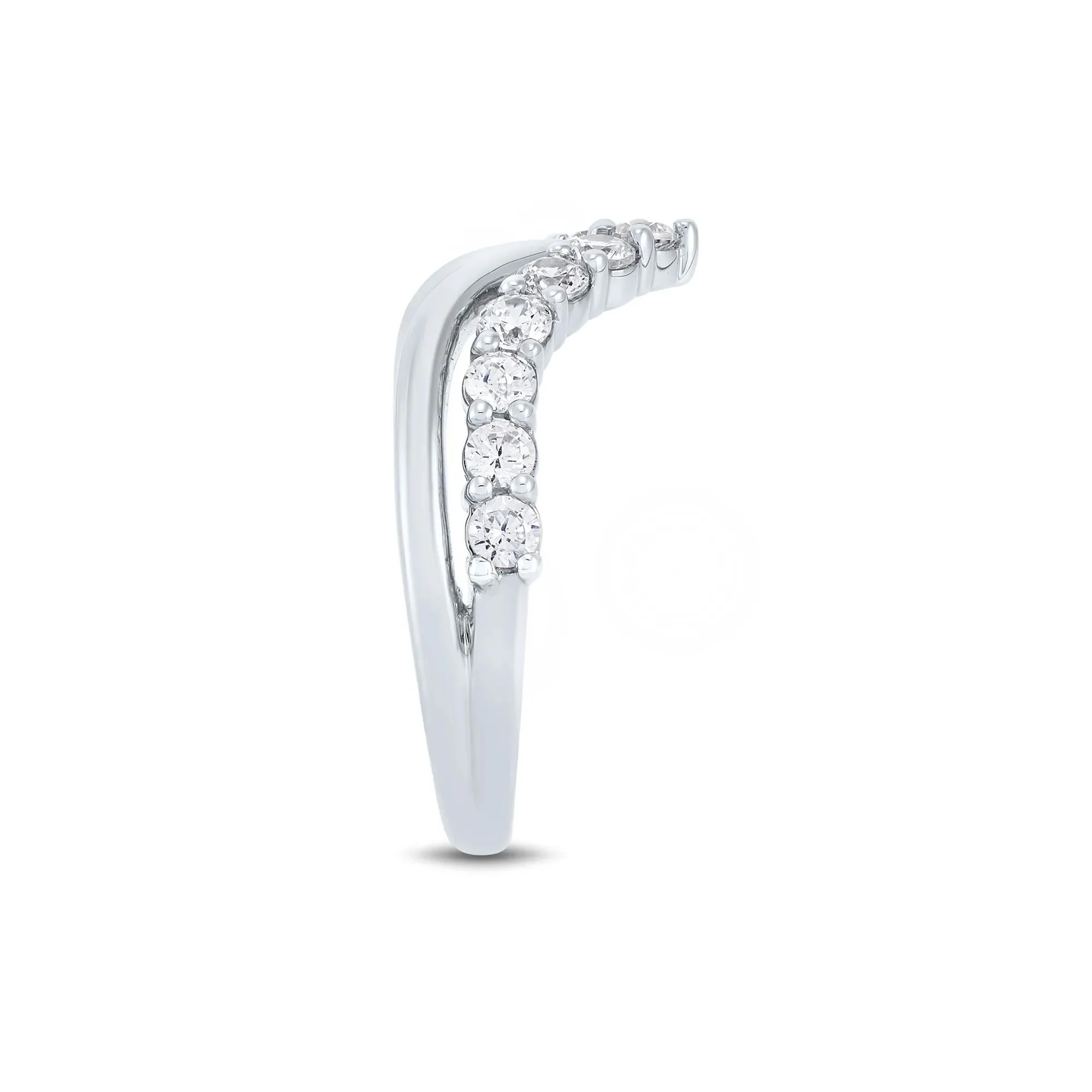 3/4 CT. Tw. Lab Grown Diamond Chevron Enhancer 14K White Gold Ring Size 8.5 1mm - Image 3