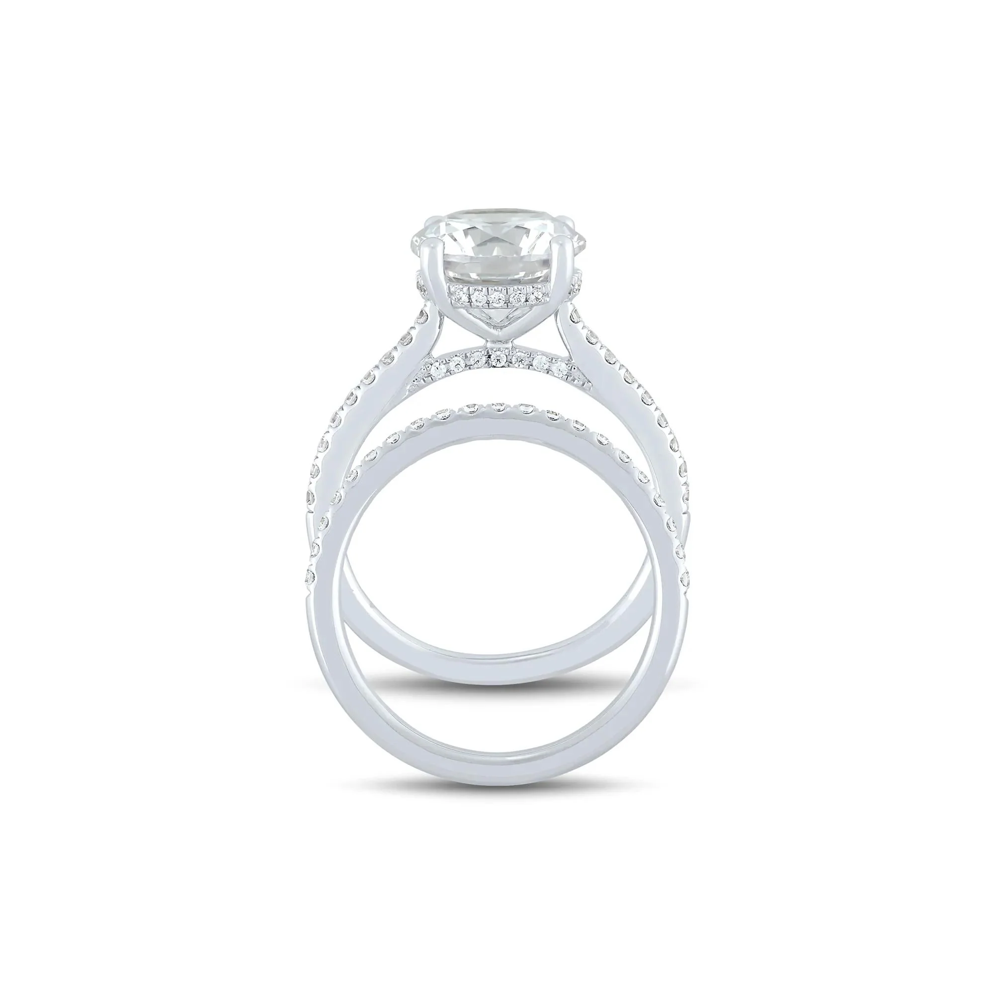 4 CT. Tw. Lab Grown Diamond Engagement Set 14K White Gold Ring Round Brilliant Cut Size 7 1mm - Image 2