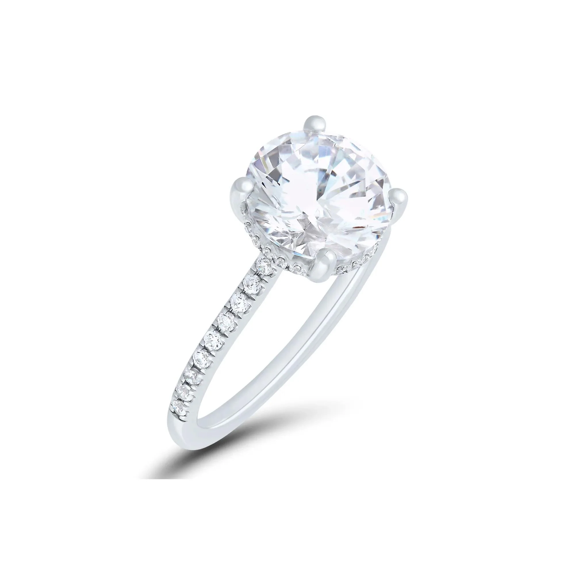 4 CT. Tw. Lab Grown Diamond Engagement Set 14K White Gold Ring Round Brilliant Cut Size 7.5 1mm - Image 5