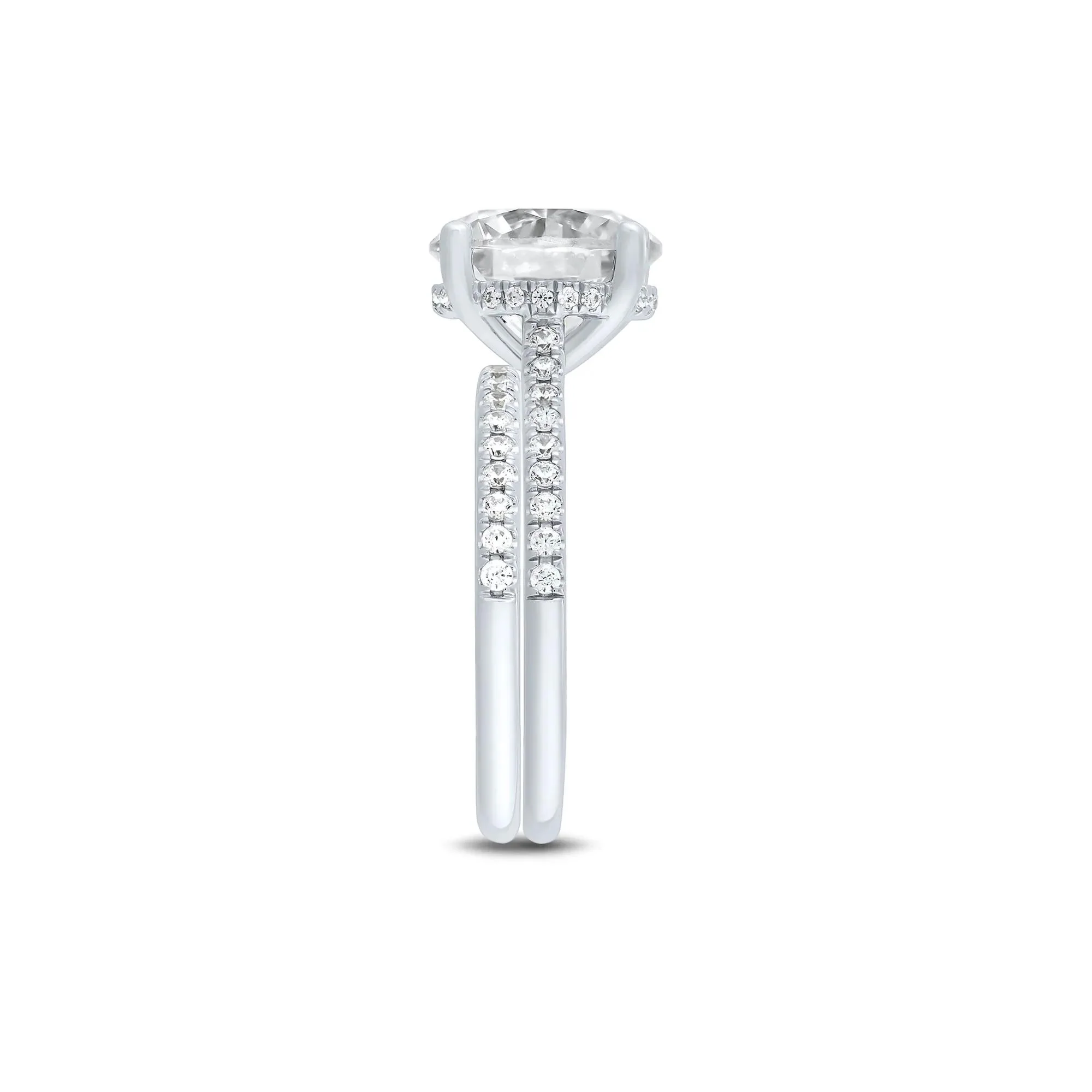 4 CT. Tw. Lab Grown Diamond Engagement Set 14K White Gold Ring Round Brilliant Cut Size 8.5 1mm - Image 3