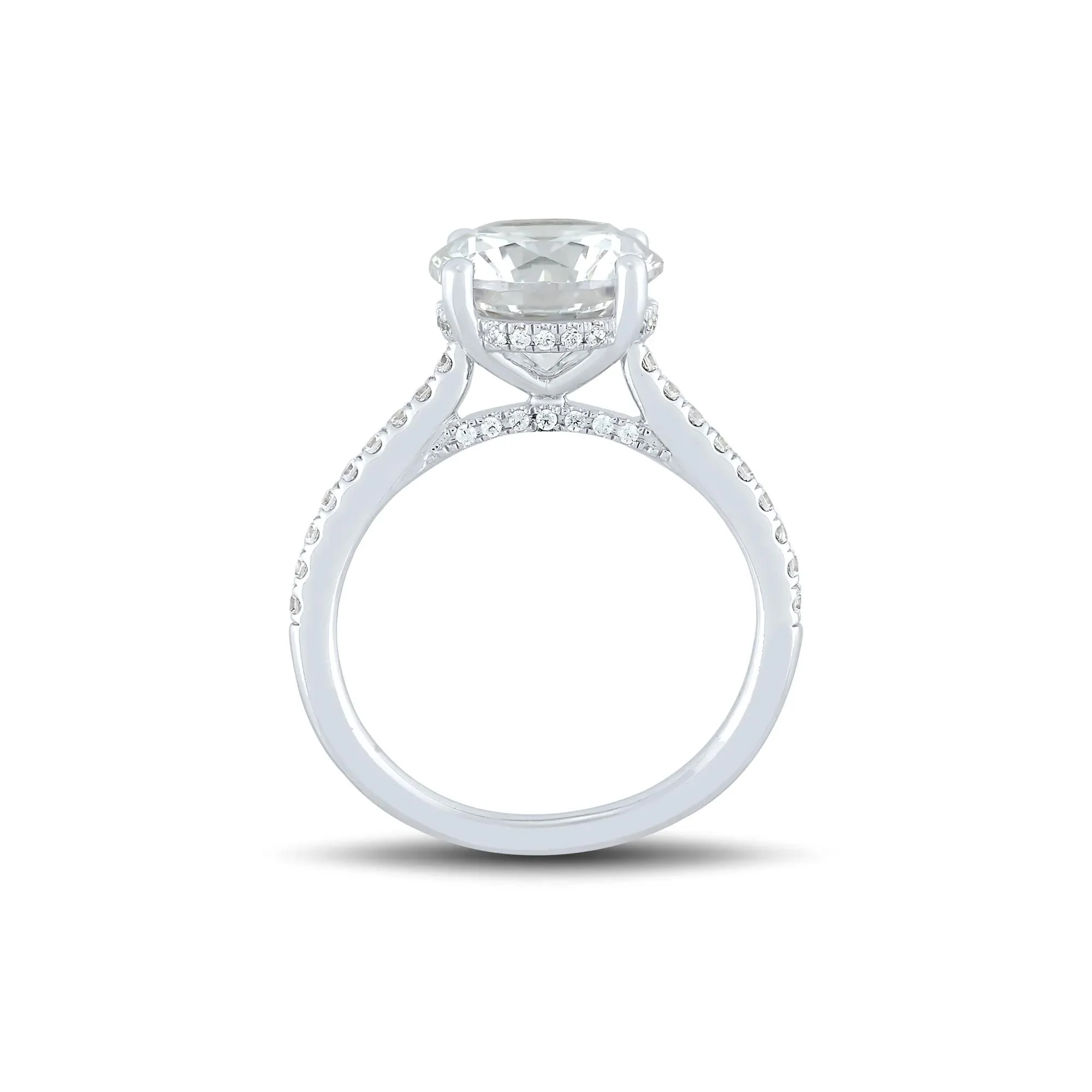 4 CT. Tw. Lab Grown Diamond Engagement Set 14K White Gold Ring Round Brilliant Cut Size 8.5 1mm - Image 4