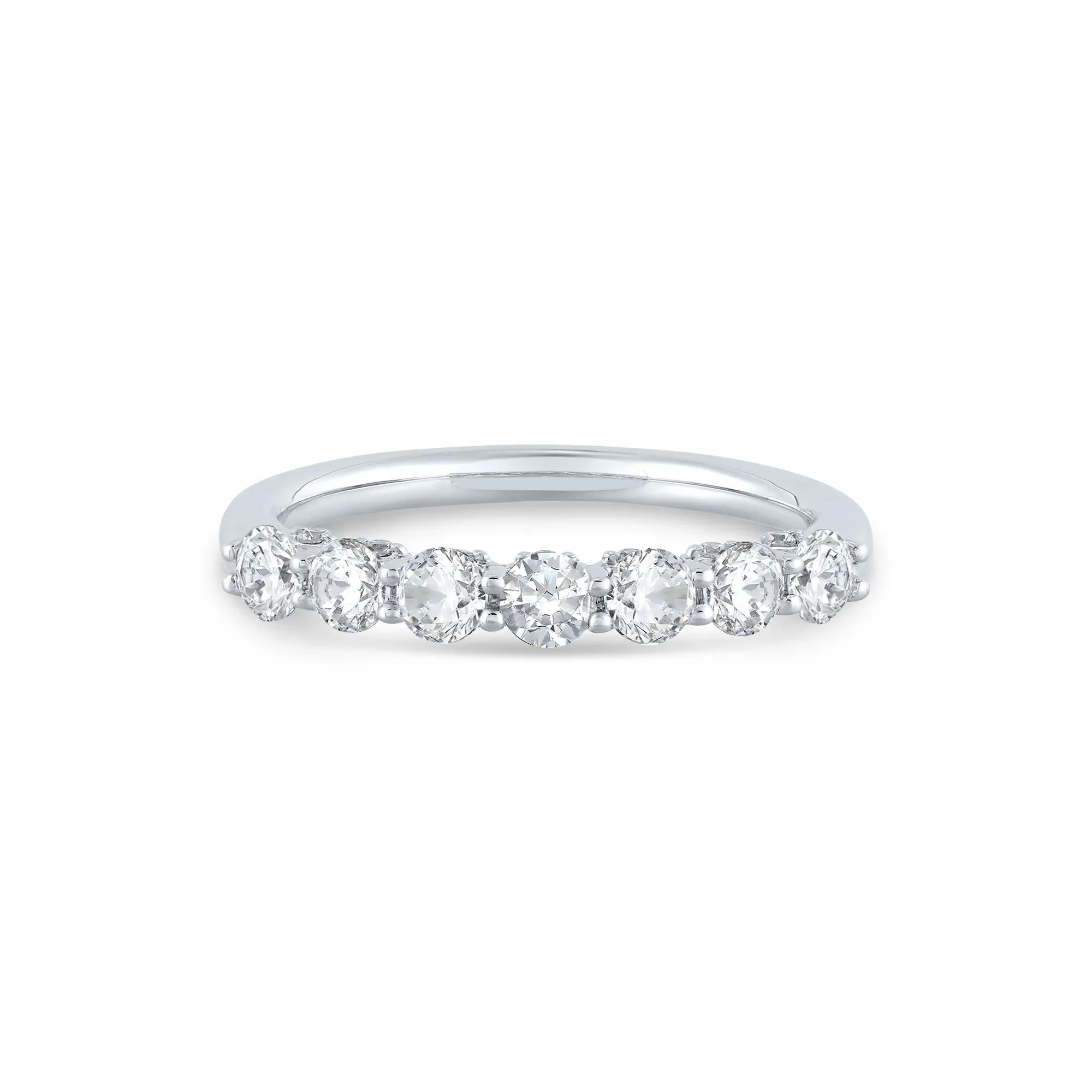 1 CT. Tw. Lab Grown Diamond Band Ring 14K White Gold Round Brilliant Cut Size 6.5 1mm