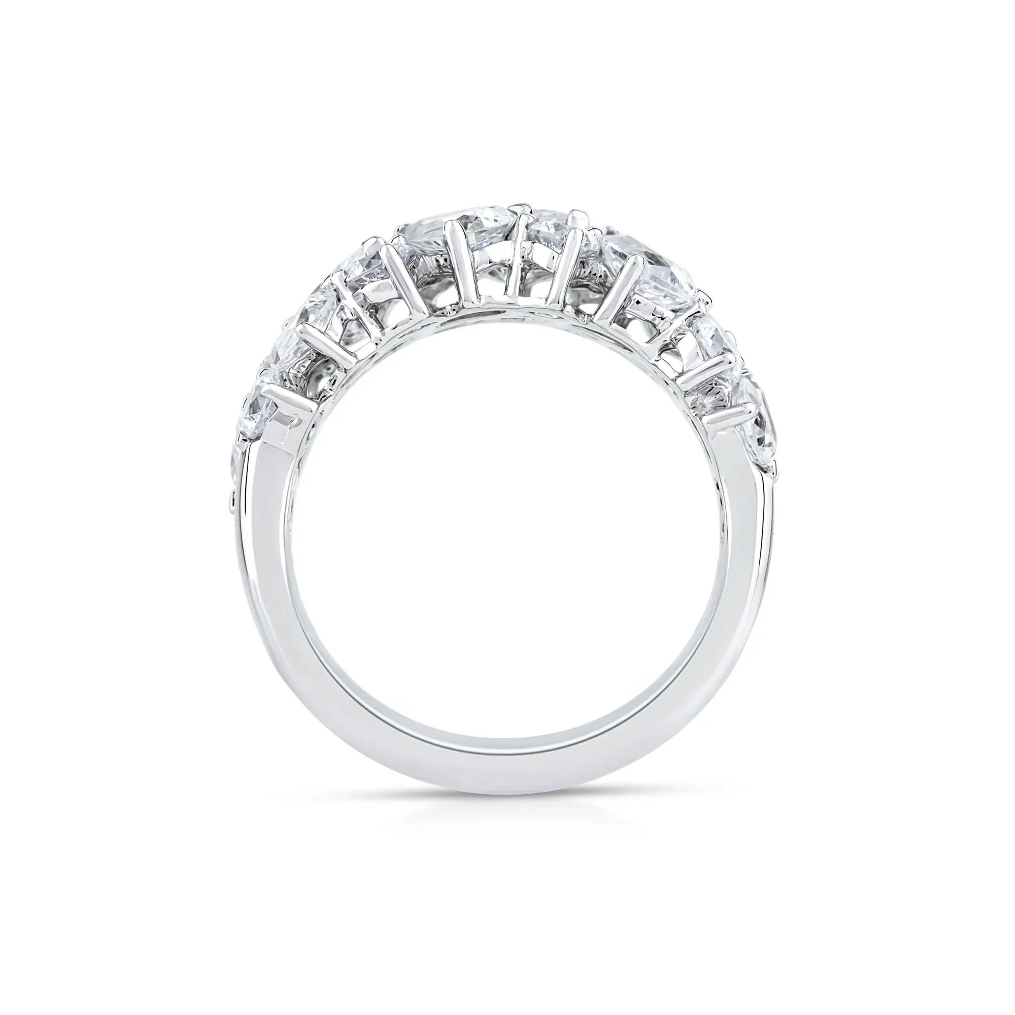 3 CT. Tw. Lab Grown Diamond Multi-Stone Band Ring 14K White Gold Round Brilliant Cut Size 6.5 2mm - Image 2
