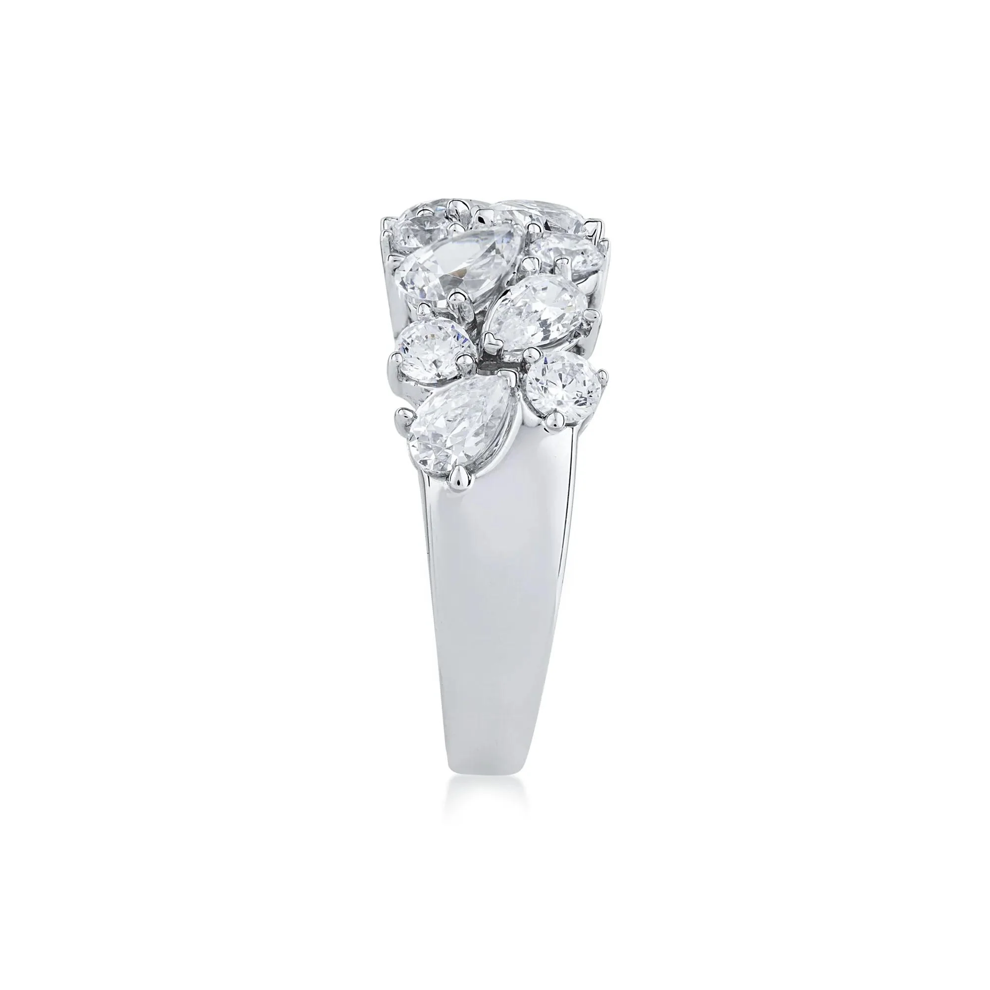 3 CT. Tw. Lab Grown Diamond Multi-Stone Band Ring 14K White Gold Round Brilliant Cut Size 6.5 2mm - Image 3