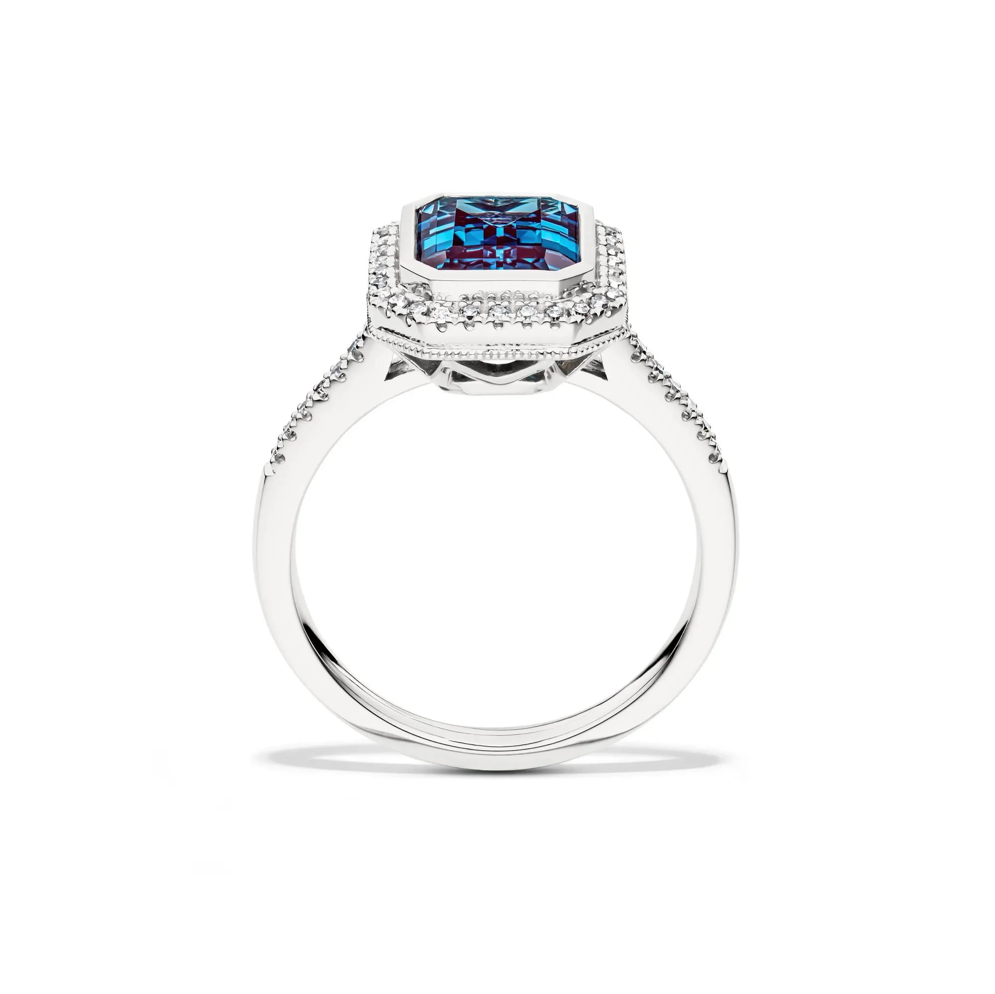 1/5 CT. Tw. Lab-Created Alexandrite and Lab-Created Diamond Ring 10K White Gold Size 6.5 1mm - Image 2