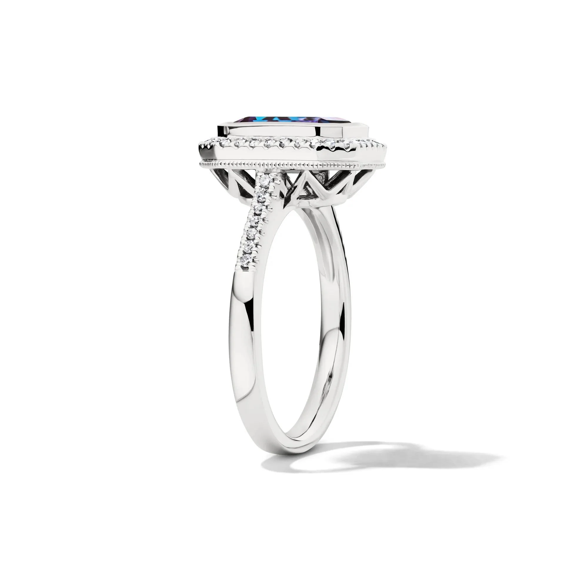 1/5 CT. Tw. Lab-Created Alexandrite and Lab-Created Diamond Ring 10K White Gold Size 6.5 1mm - Image 3