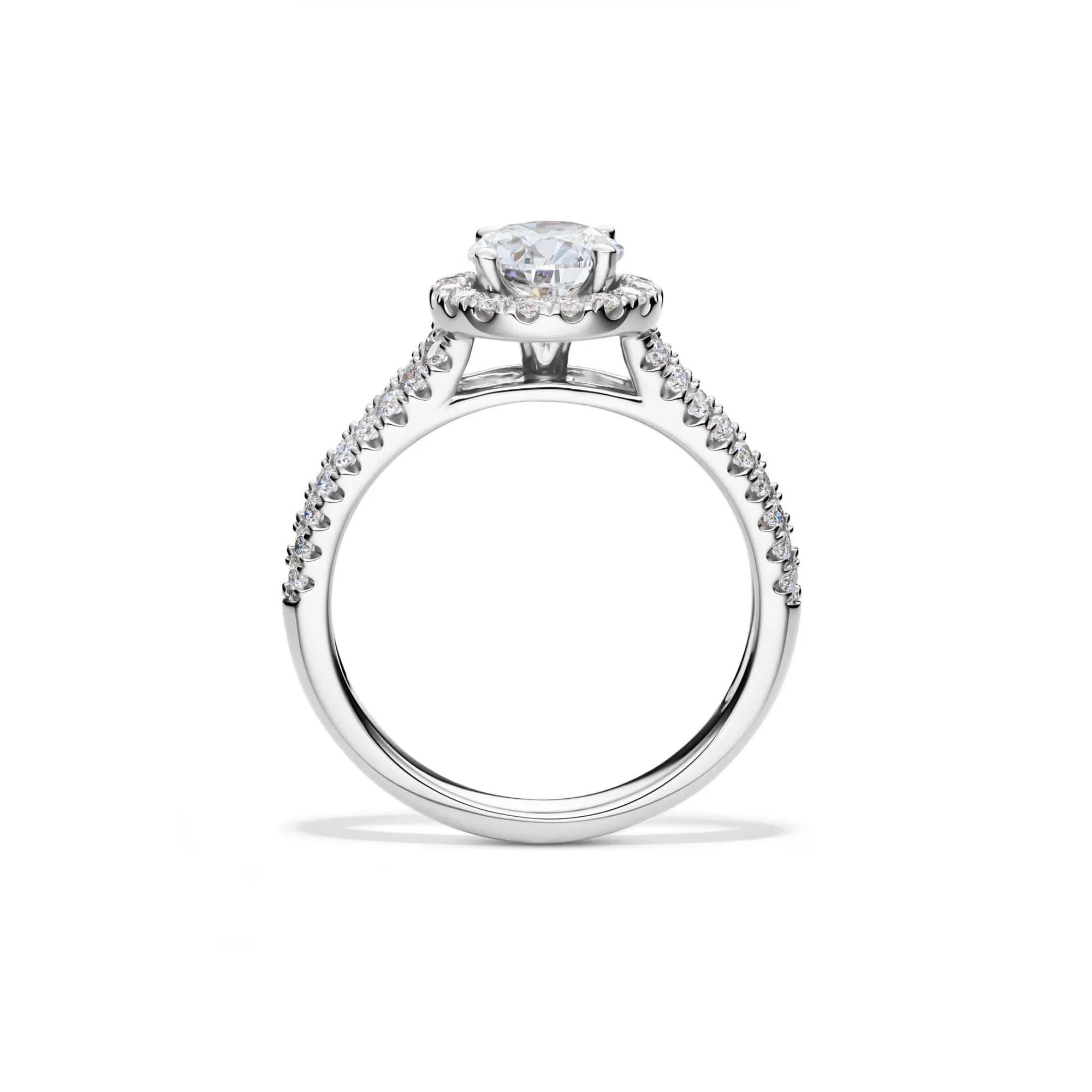 1/2 CT. Tw. Lab Grown Diamond Halo Engagement Ring 14K White Gold Round Brilliant Cut Size 9 - Image 2
