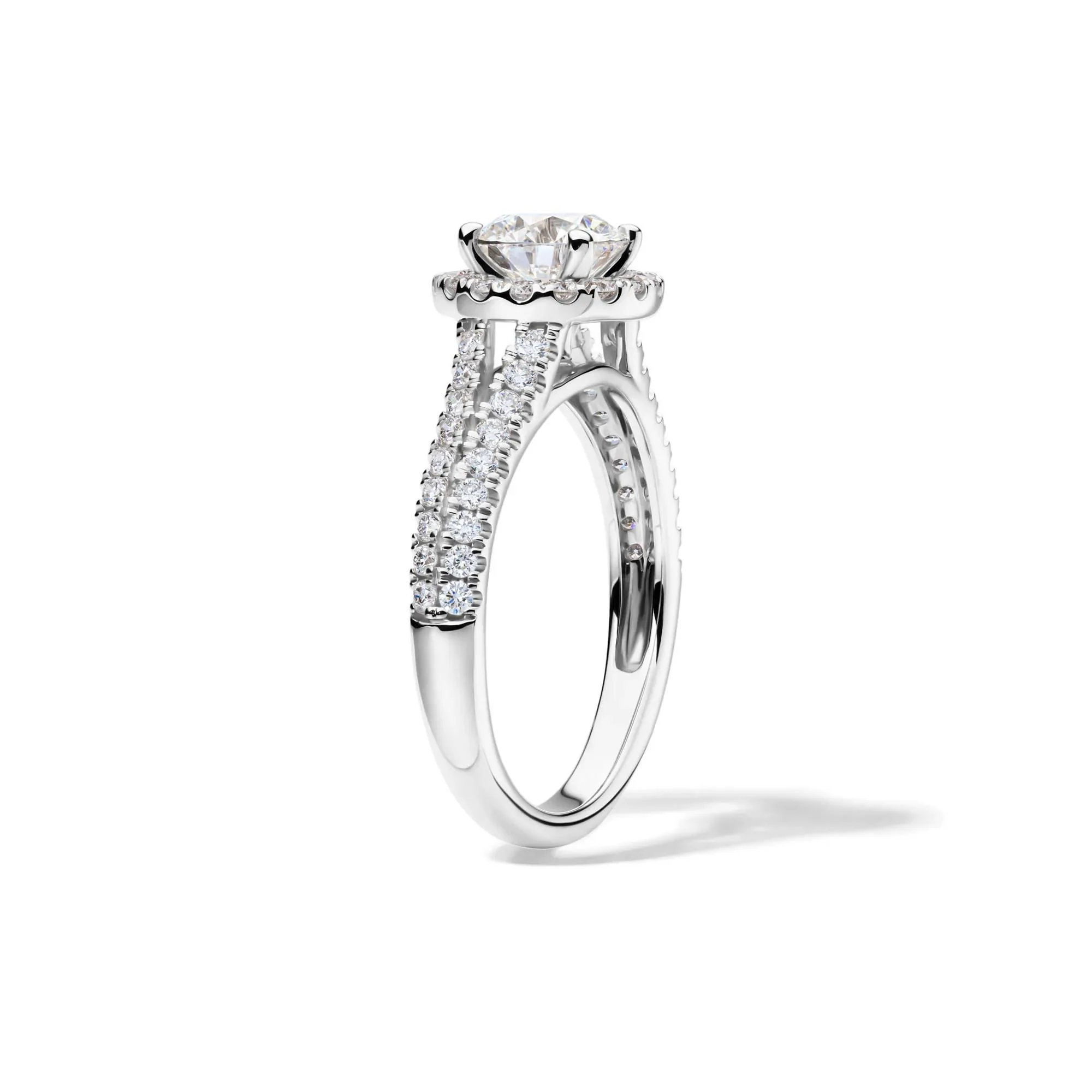 1/2 CT. Tw. Lab Grown Diamond Halo Engagement Ring 14K White Gold Round Brilliant Cut Size 9 - Image 3