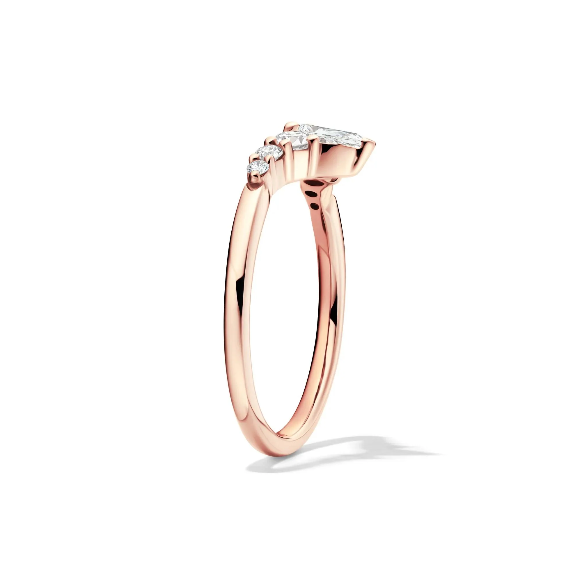 1/2 CT. Tw. Lab Grown Diamond Chevron Contour Band Ring 14K Rose Gold Round Brilliant Cut Size 10 - Image 3