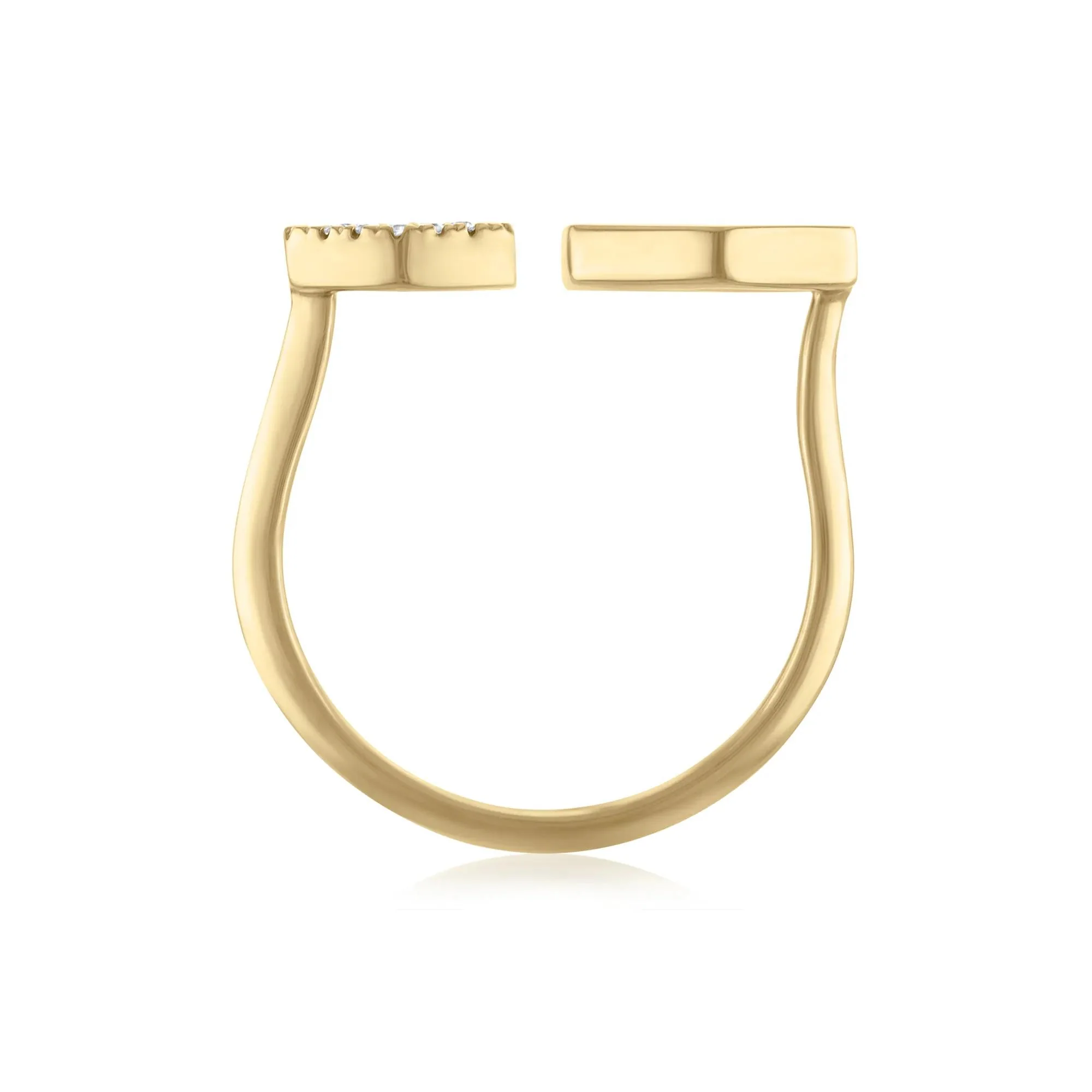1/10 CT. Tw. Diamond Open Hexagonal Ring 10K Yellow Gold Round Brilliant Cut Size 8.5 1mm - Image 2