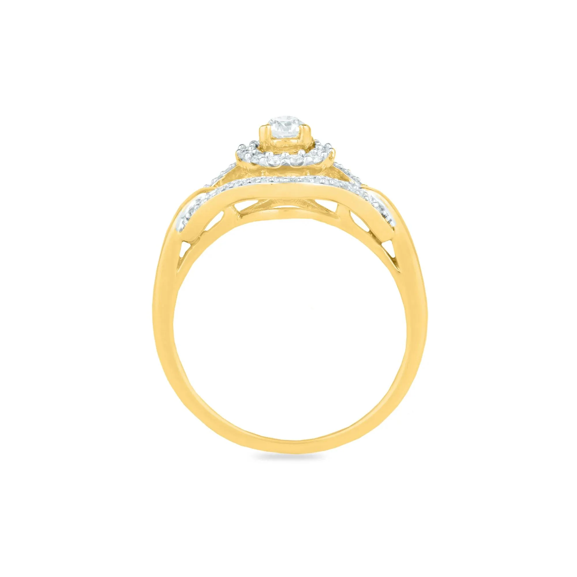 1/2 CT. Tw. Round Diamond Engagement Ring 10K Yellow Gold Round Brilliant Cut Size 8 1mm - Image 2