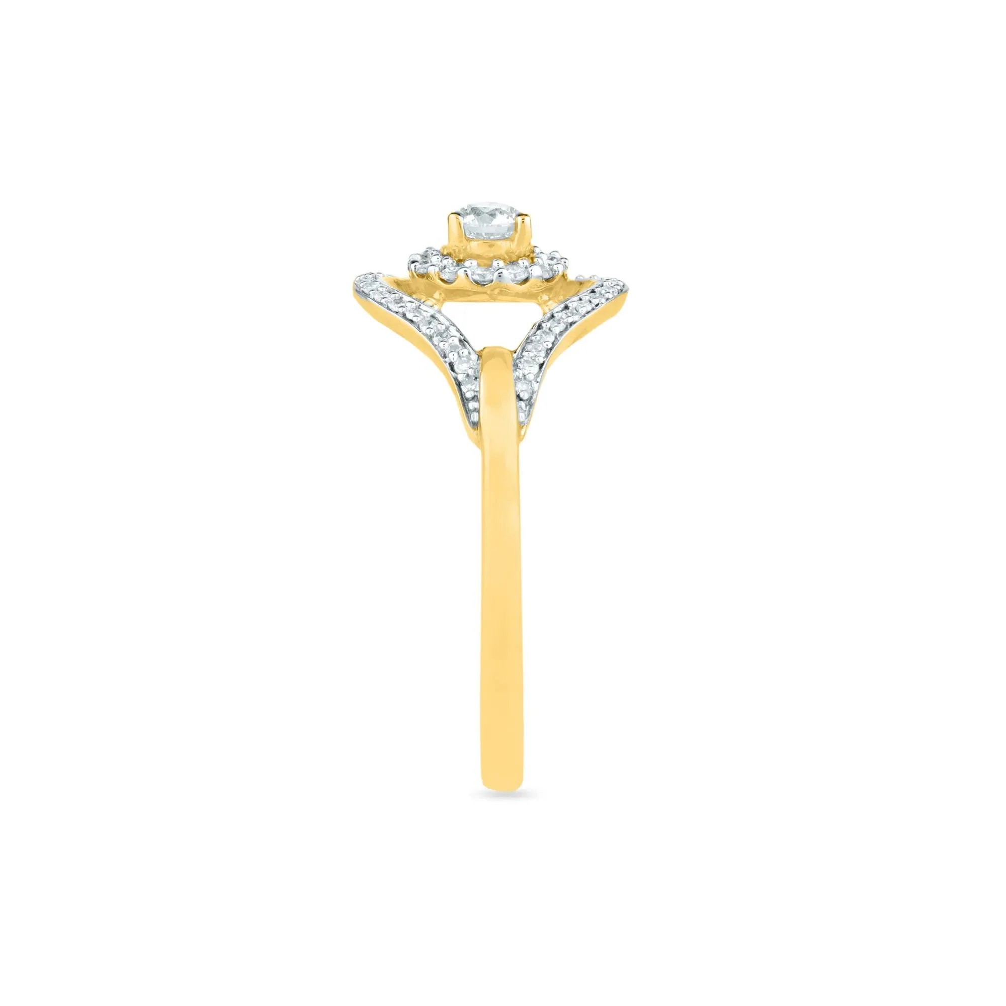 1/2 CT. Tw. Round Diamond Engagement Ring 10K Yellow Gold Round Brilliant Cut Size 8 1mm - Image 3