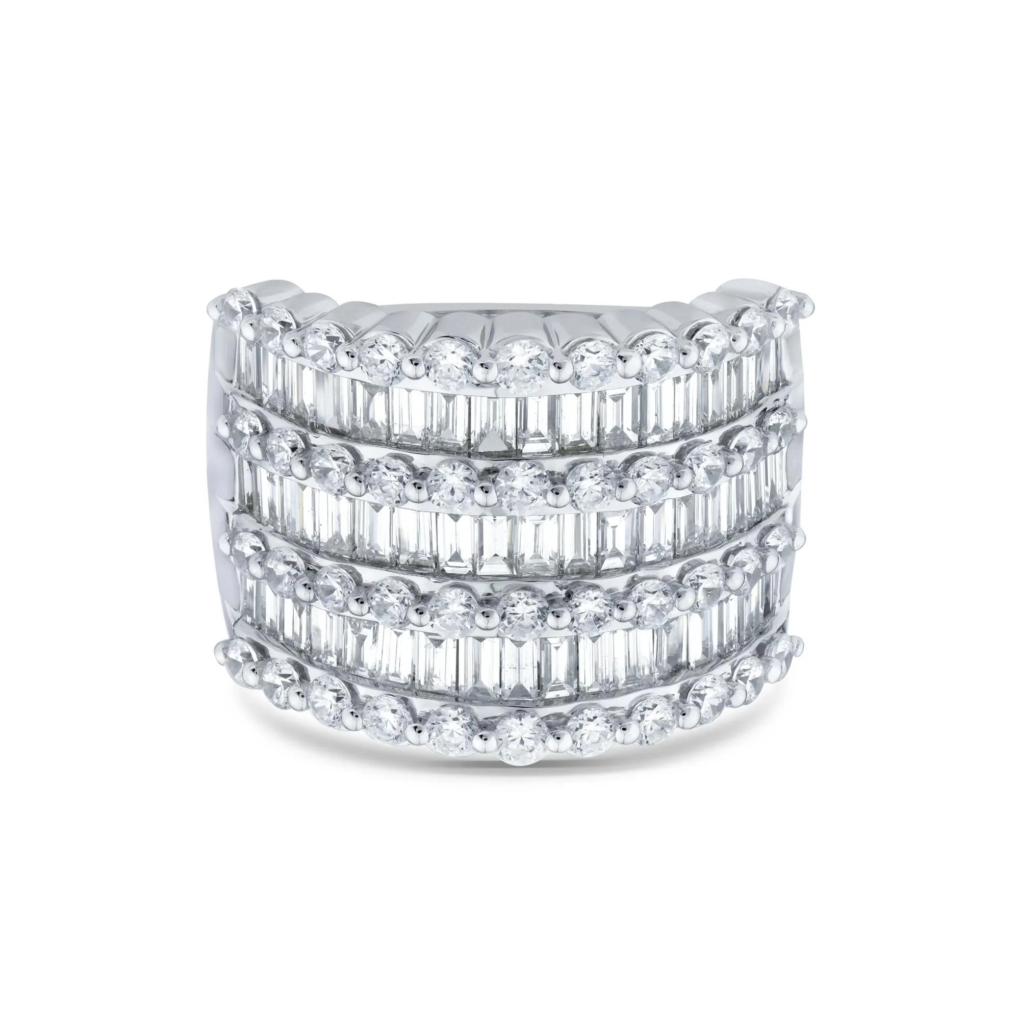 3 CT. Tw. Lab Grown Diamond Multi-Row Anniversary Band Ring 10K White Gold Round Brilliant Cut Size 7