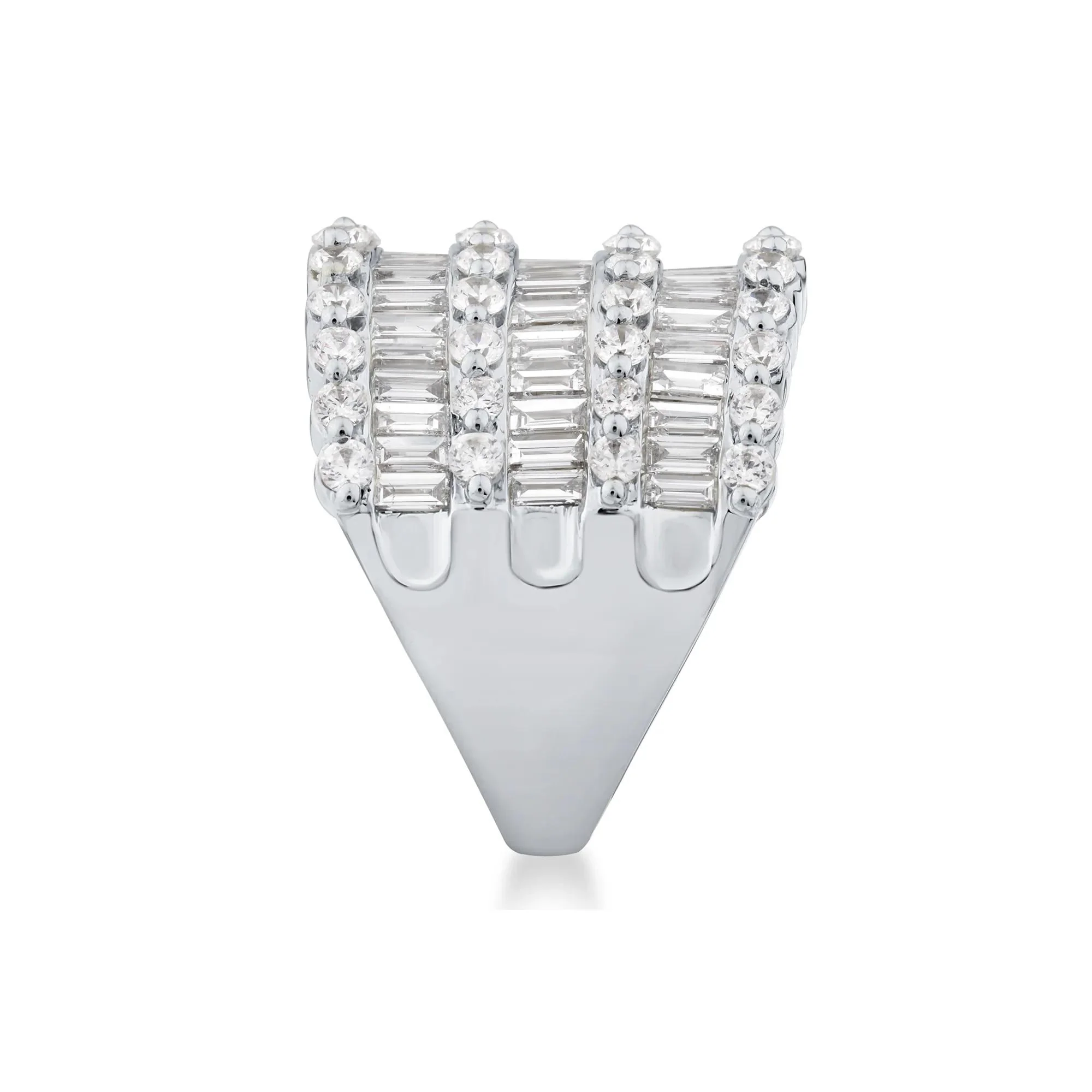 3 CT. Tw. Lab Grown Diamond Multi-Row Anniversary Band Ring 10K White Gold Round Brilliant Cut Size 8.5 - Image 3