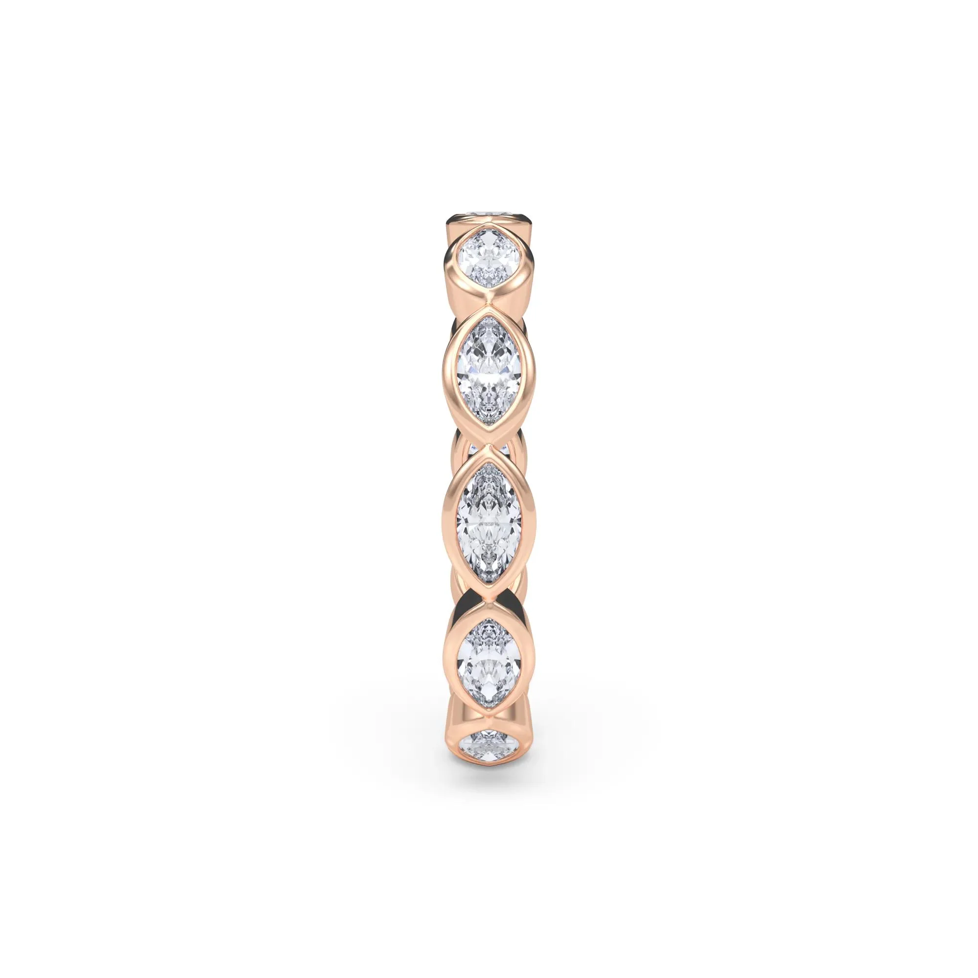 Lab Grown Diamond Bezel-Set Marquise True Eternity Band Ring 14K Rose Gold Size 5.5 3.5mm - Image 3