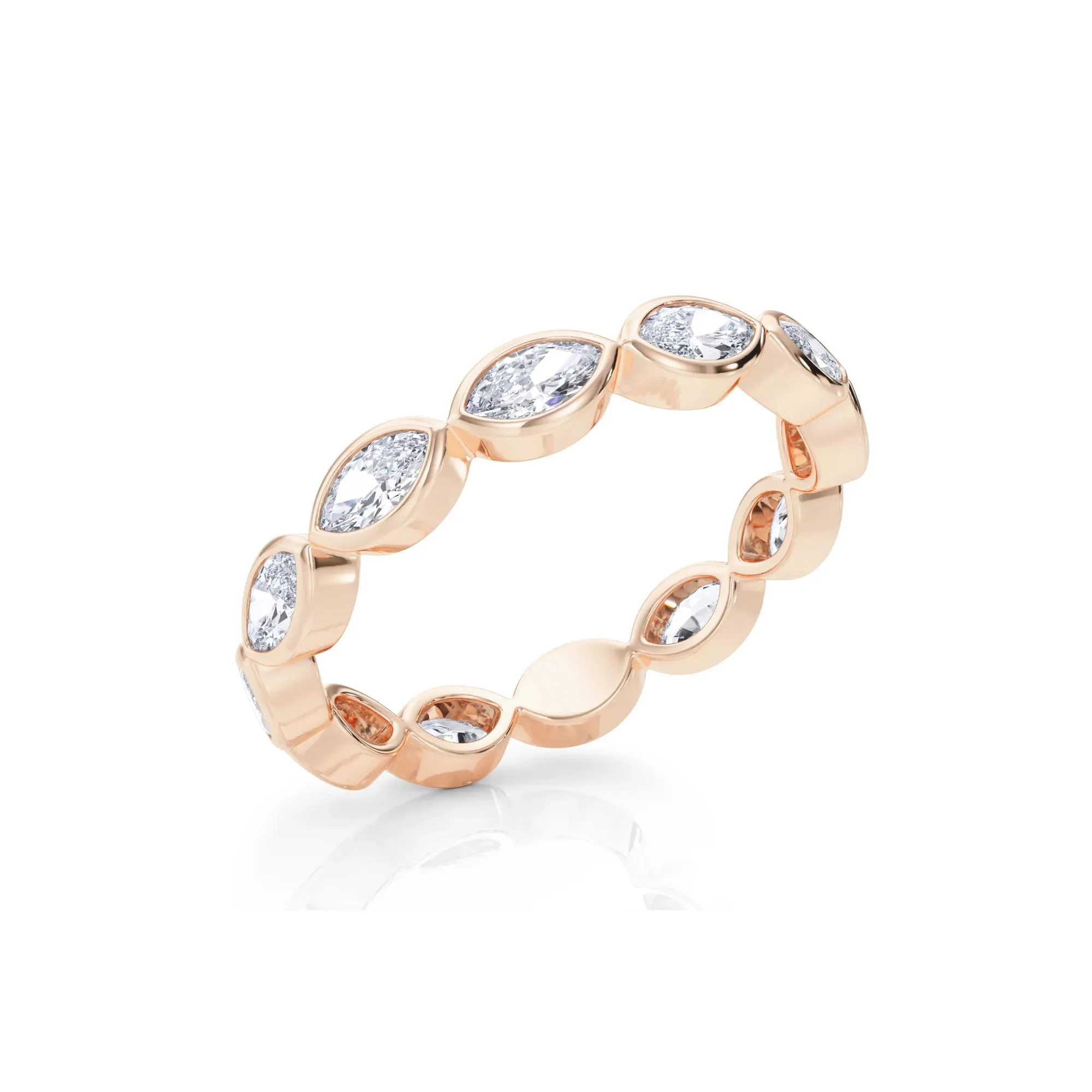 Lab Grown Diamond Bezel-Set Marquise True Eternity Band Ring 14K Rose Gold Size 9 3.5mm - Image 5