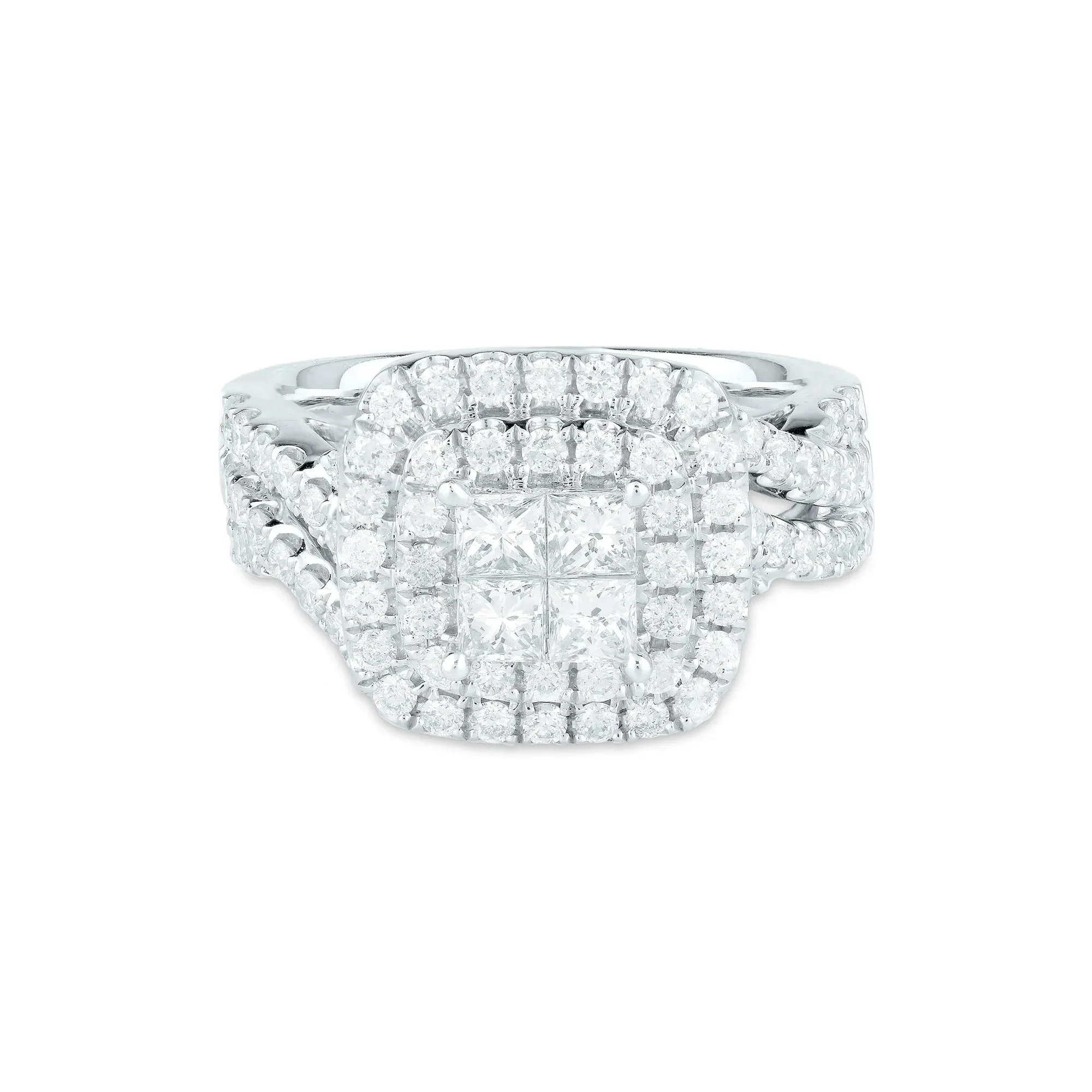 1/2 CT. Tw. Composite Diamond Engagement Ring 14K White Gold Round Brilliant Cut Size 6 4mm