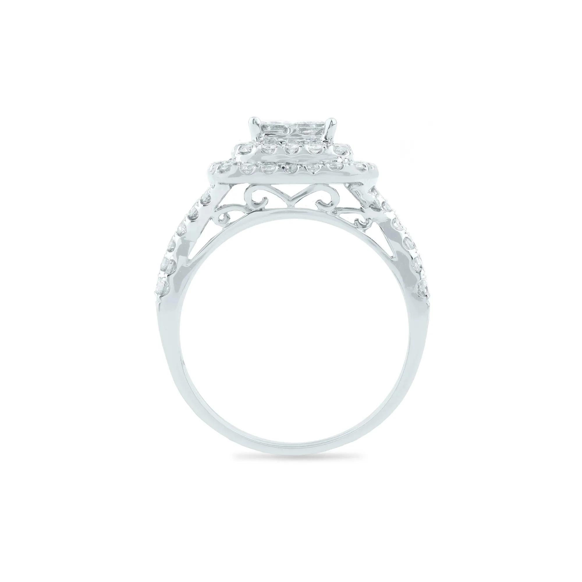 1/2 CT. Tw. Composite Diamond Engagement Ring 14K White Gold Round Brilliant Cut Size 6 4mm - Image 2