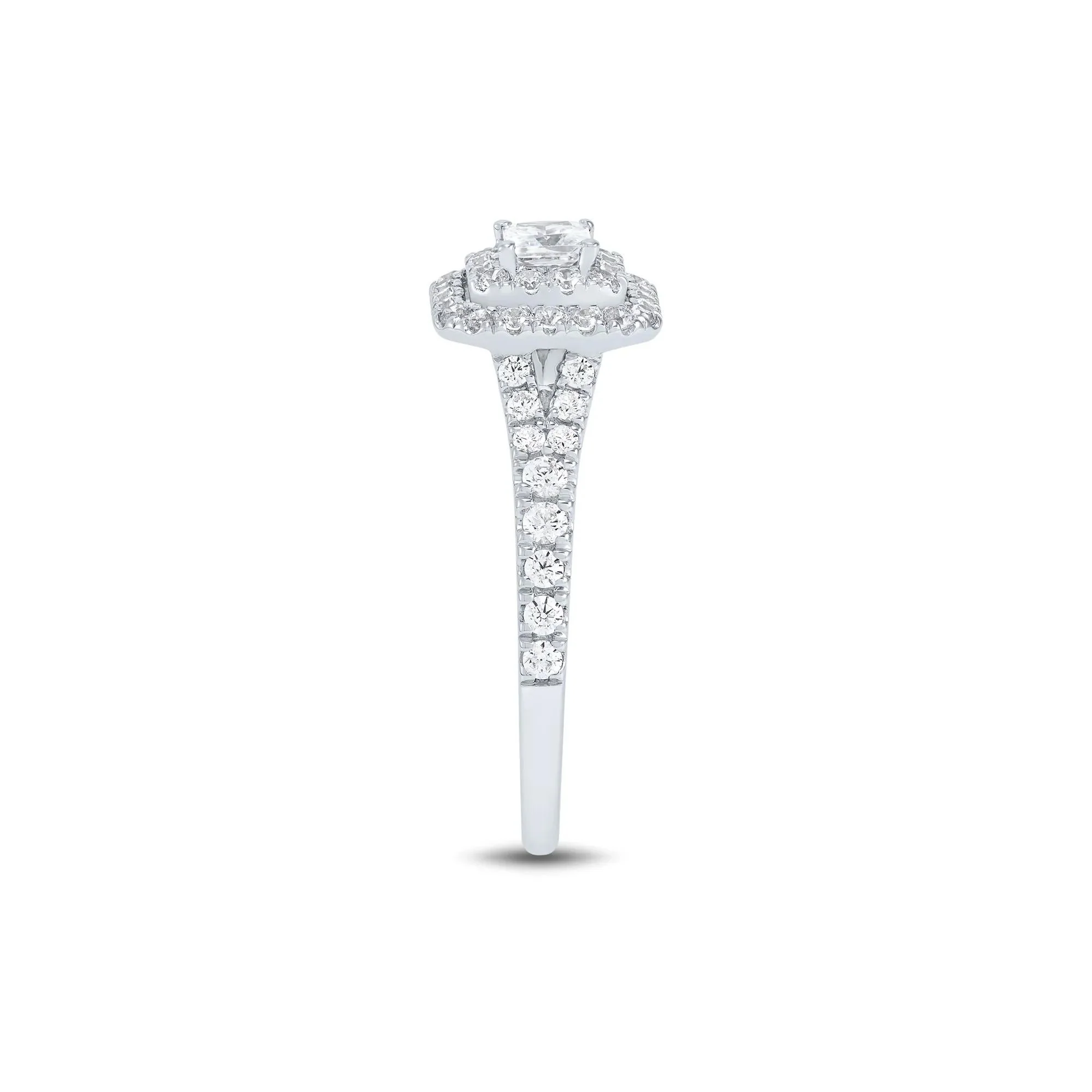 3/4 CT. Tw. Princess-Cut Double Halo Engagement Ring 14K White Gold Round Brilliant Cut Size 8 1mm - Image 3