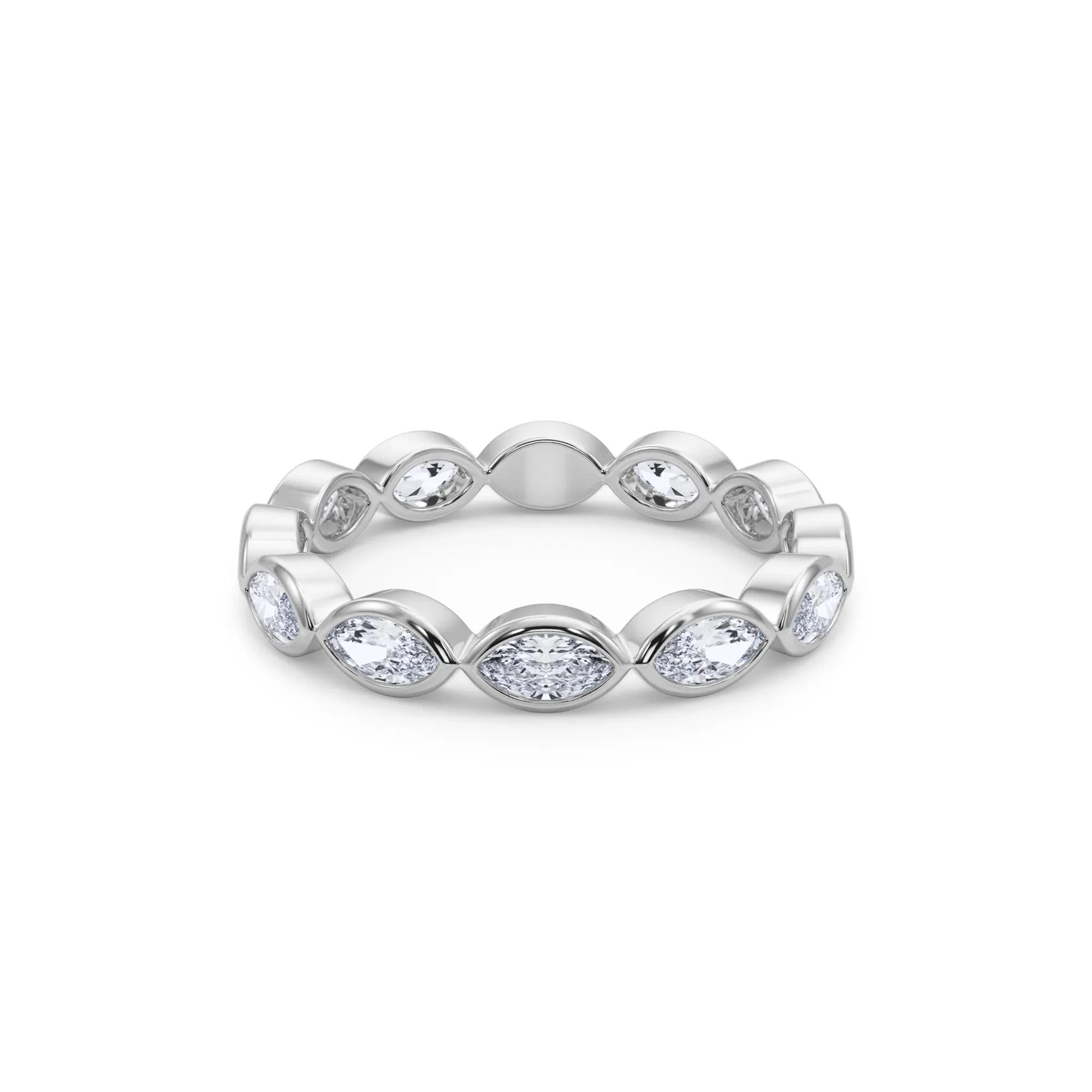 Lab Grown Diamond Bezel-Set Marquise True Eternity Band Ring 14K White Gold Size 6.5 3.5mm - Image 4