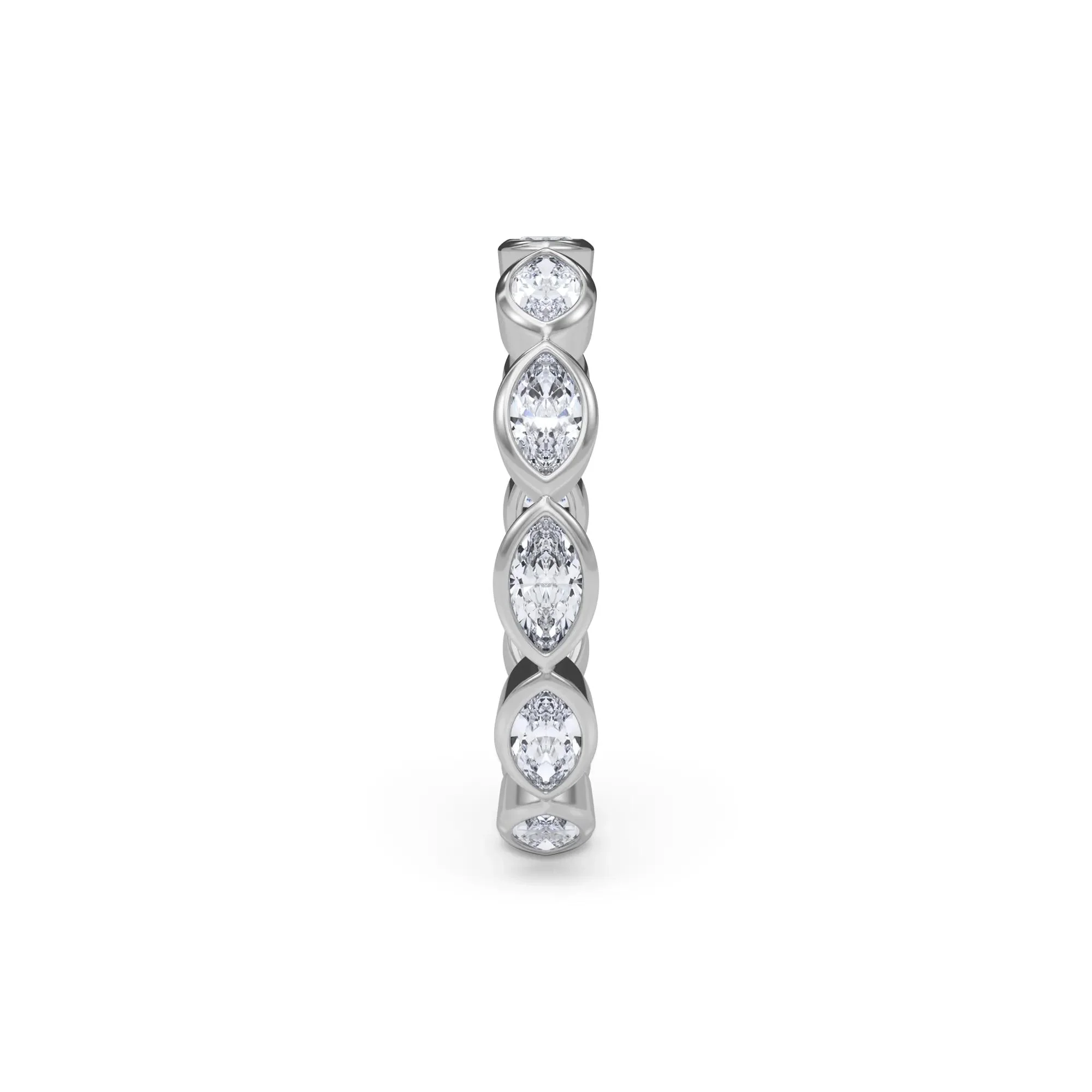 Lab Grown Diamond Bezel-Set Marquise True Eternity Band Ring 14K White Gold Size 8.5 3.5mm - Image 3
