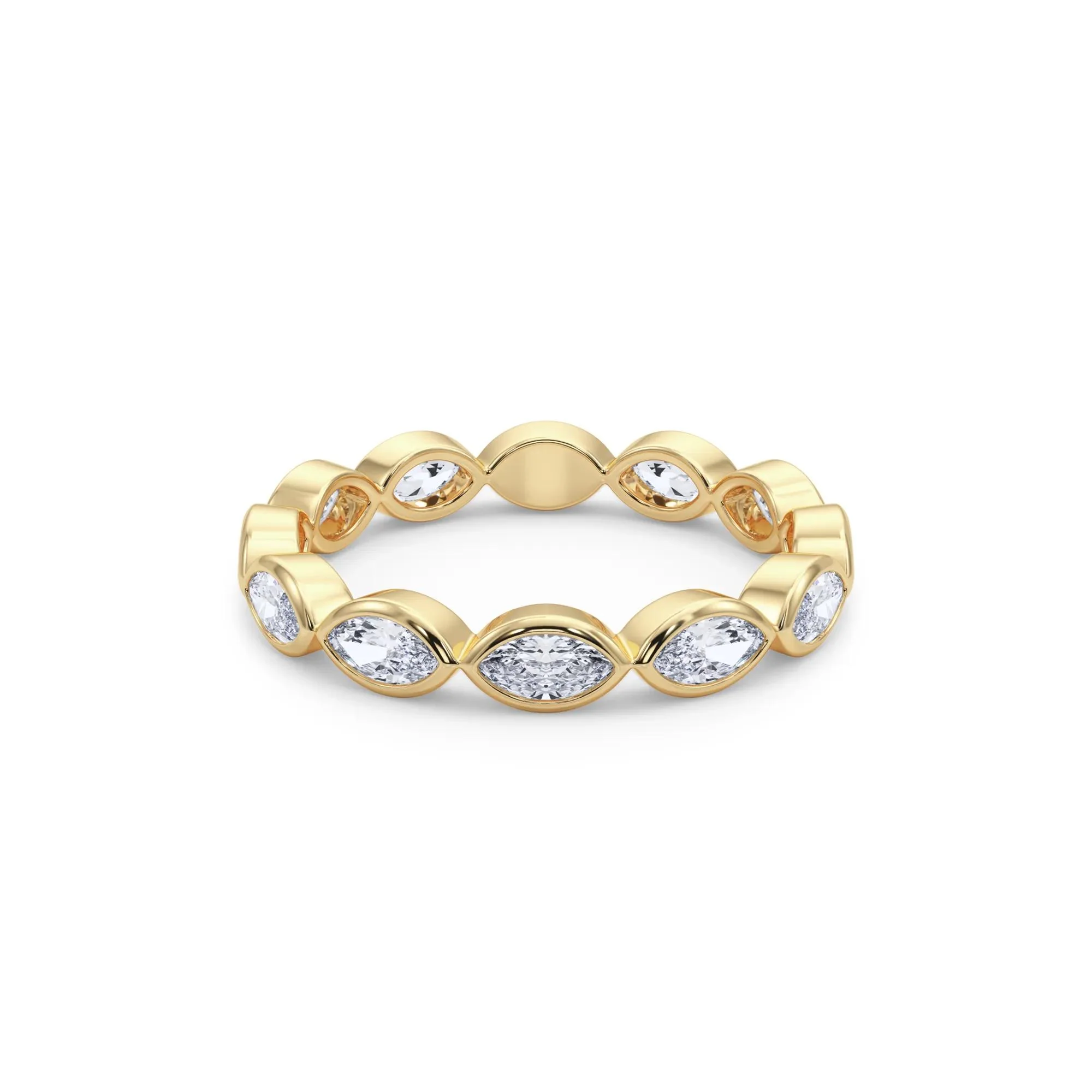 Lab Grown Diamond Bezel-Set Marquise True Eternity Band Ring 14K Yellow Gold Size 4.5 3.5mm - Image 4