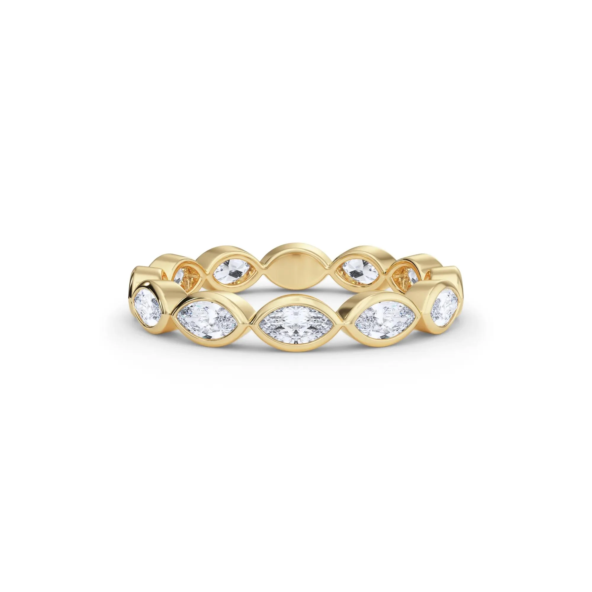 Lab Grown Diamond Bezel-Set Marquise True Eternity Band Ring 14K Yellow Gold Size 7 3.5mm