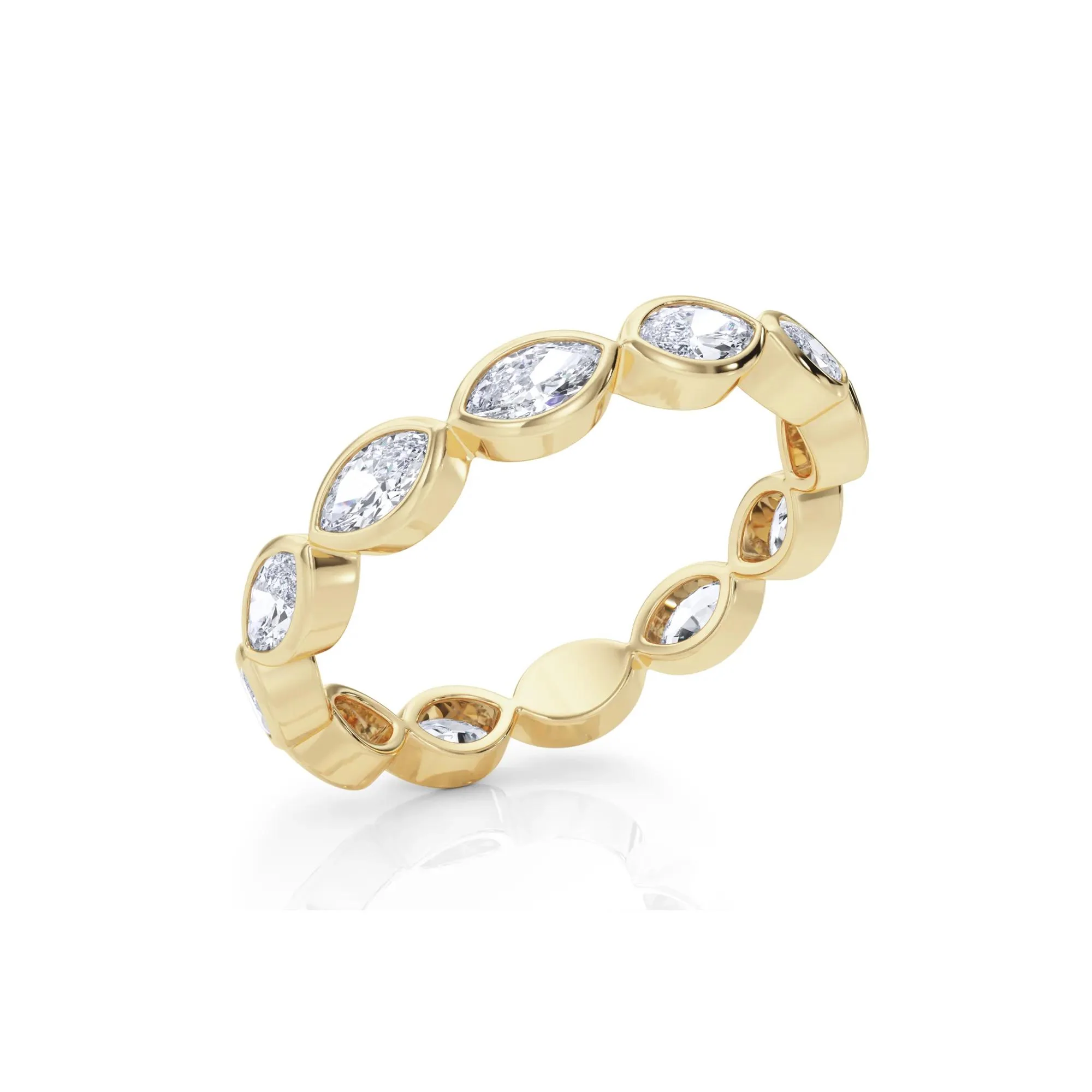 Lab Grown Diamond Bezel-Set Marquise True Eternity Band Ring 14K Yellow Gold Size 9 3.5mm - Image 5