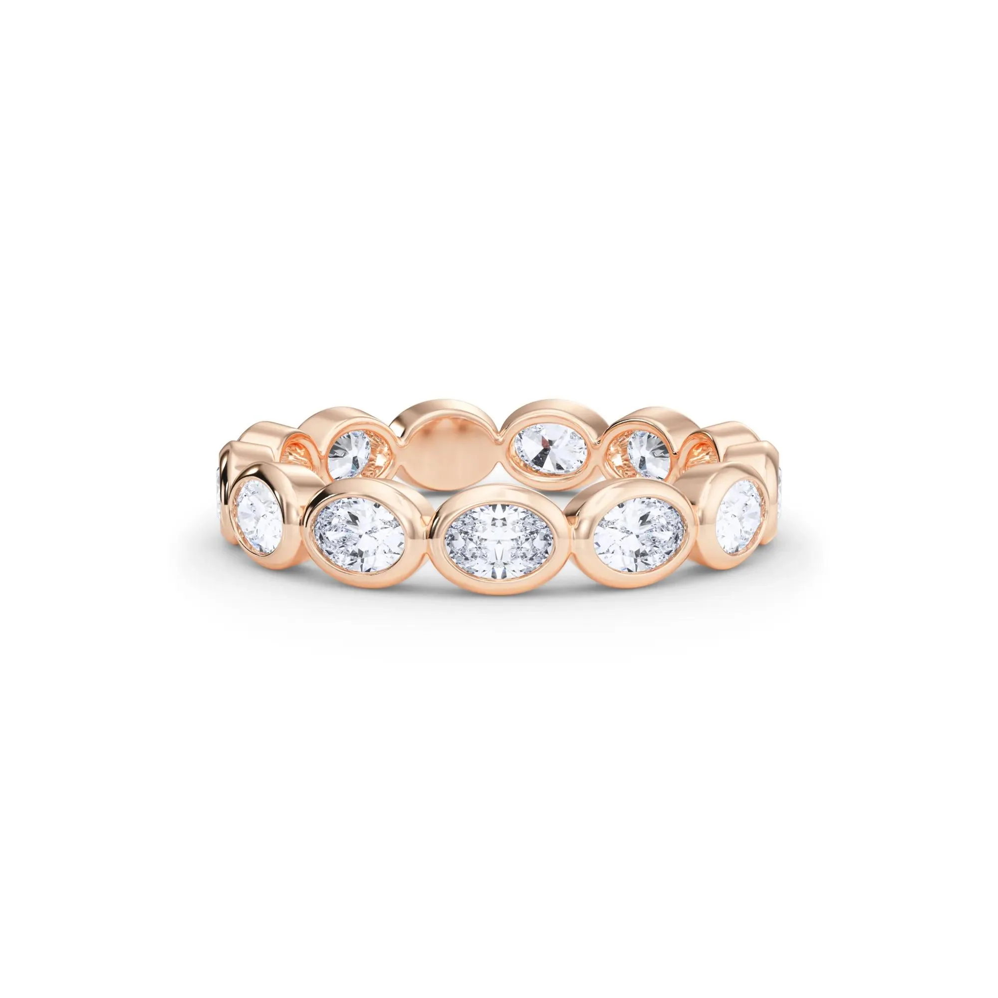 Lab Grown Diamond Oval True Eternity Band Ring 14K Rose Gold Size 4 3.5mm
