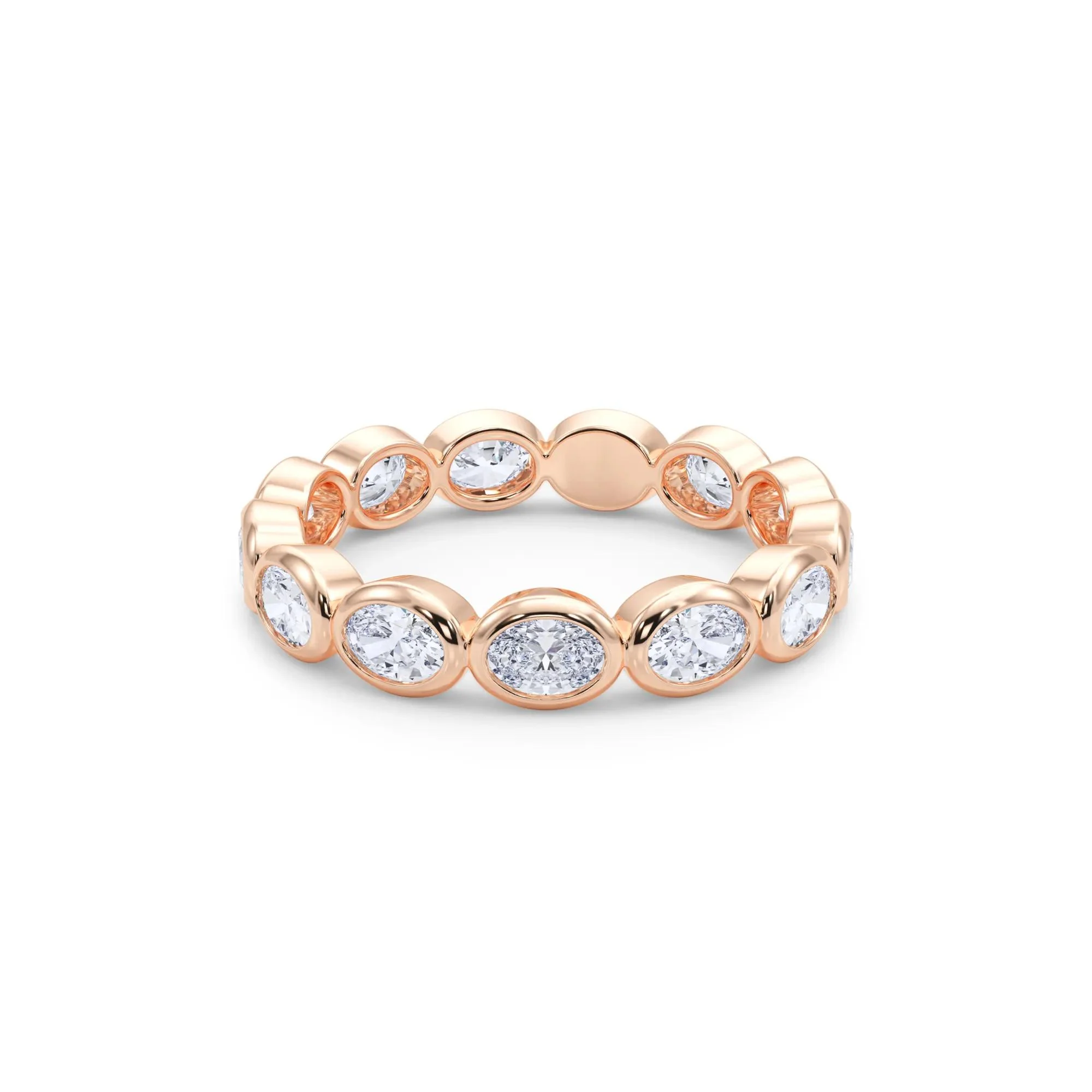 Lab Grown Diamond Oval True Eternity Band Ring 14K Rose Gold Size 6.5 3.5mm - Image 4