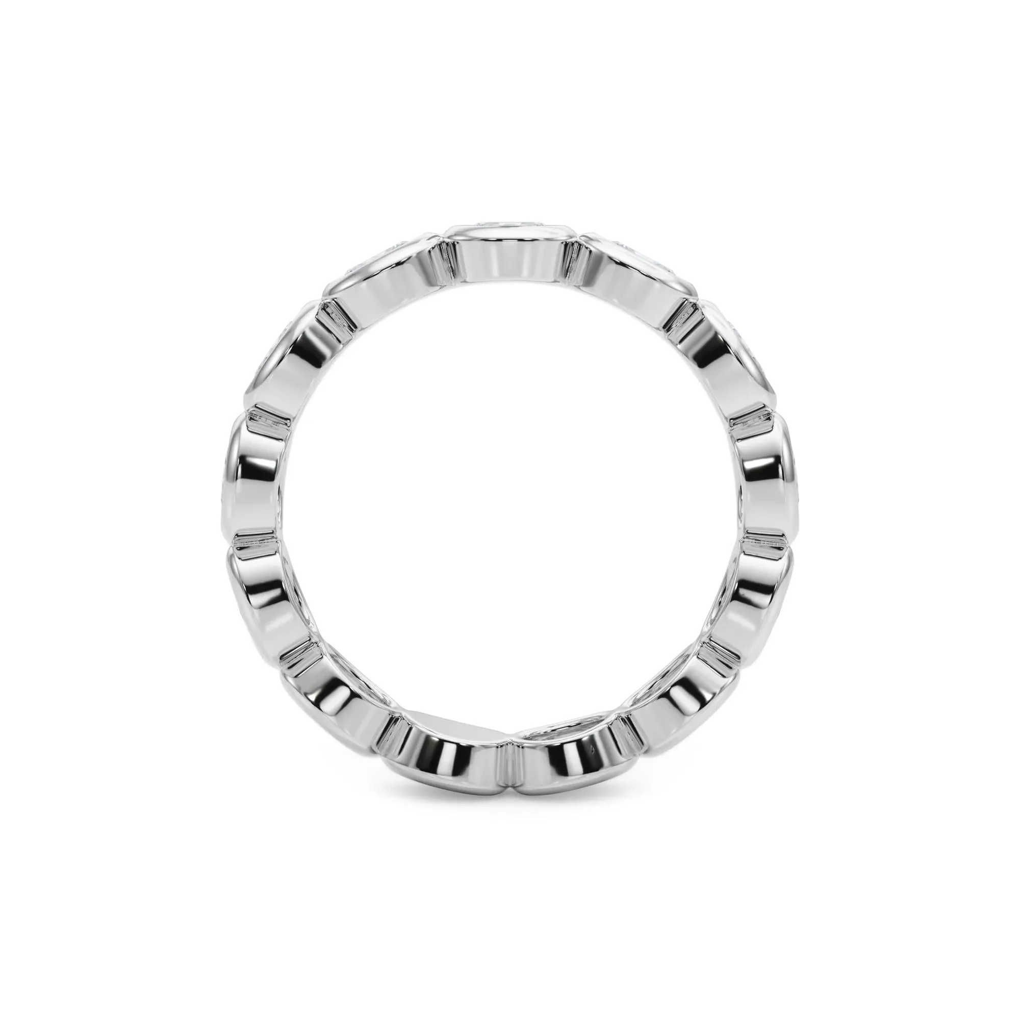 Lab Grown Diamond Oval Bezel-Set True Eternity Band Ring 14K White Gold Size 4.5 3.5mm - Image 2