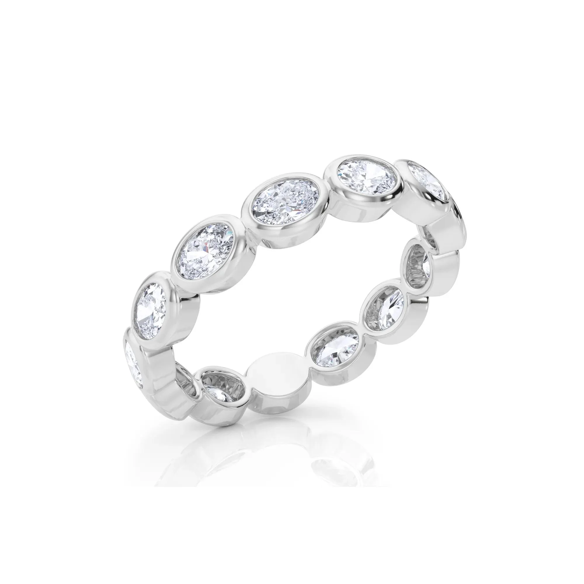 Lab Grown Diamond Oval Bezel-Set True Eternity Band Ring 14K White Gold Size 7 3.5mm - Image 5