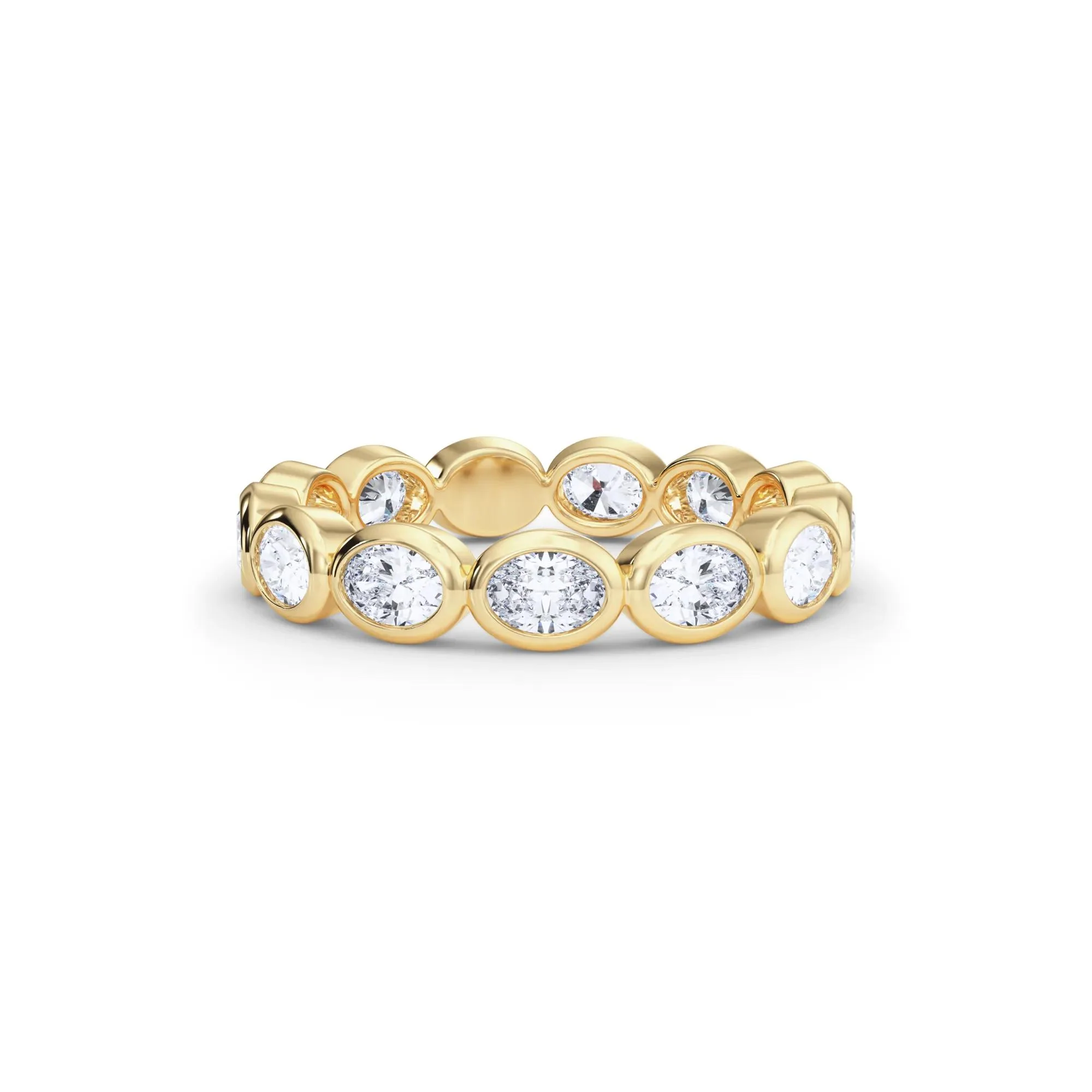 Lab Grown Diamond Bezel-Set Oval True Eternity Band Ring 14K Yellow Gold Size 5 3.5mm