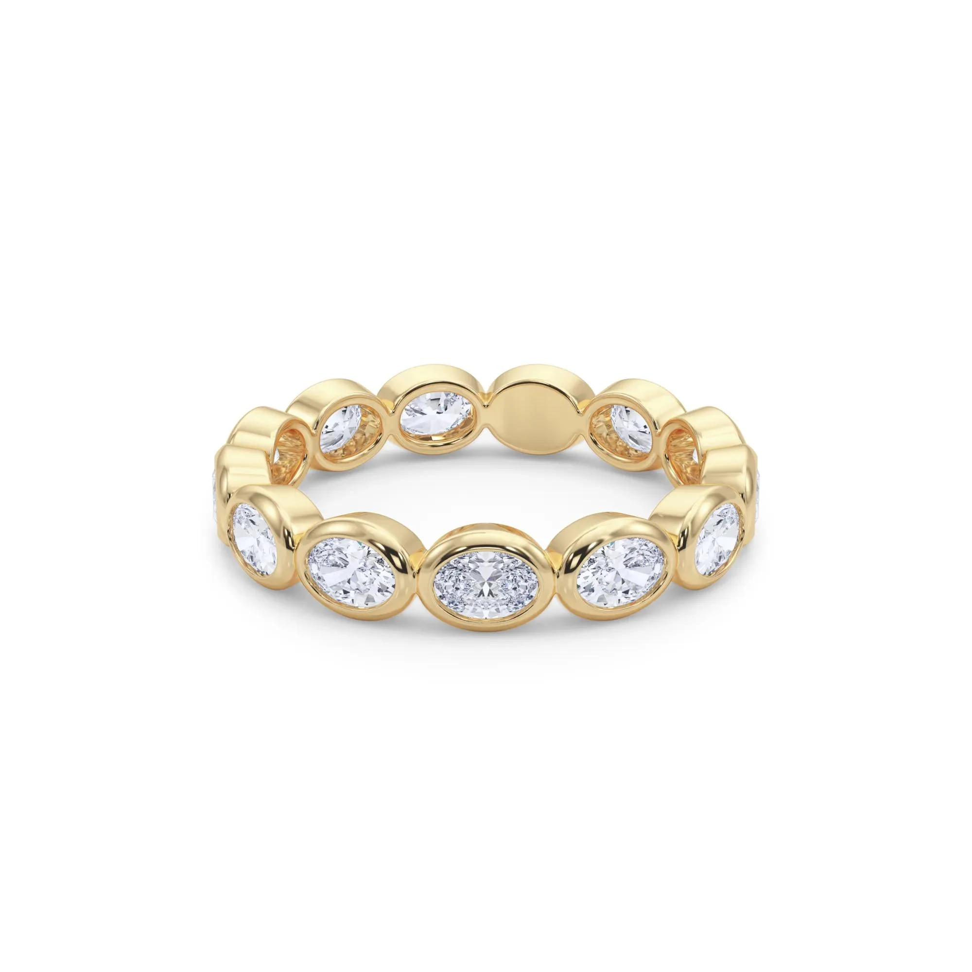 Lab Grown Diamond Bezel-Set Oval True Eternity Band Ring 14K Yellow Gold Size 5.5 3.5mm - Image 4
