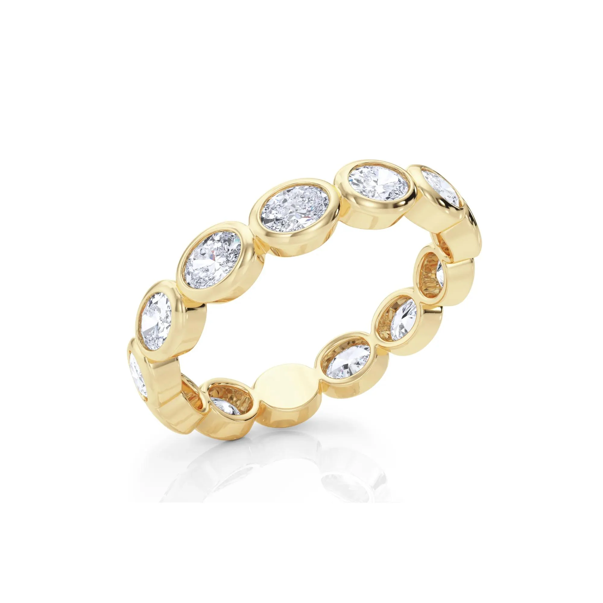 Lab Grown Diamond Bezel-Set Oval True Eternity Band Ring 14K Yellow Gold Size 9 3.5mm - Image 5