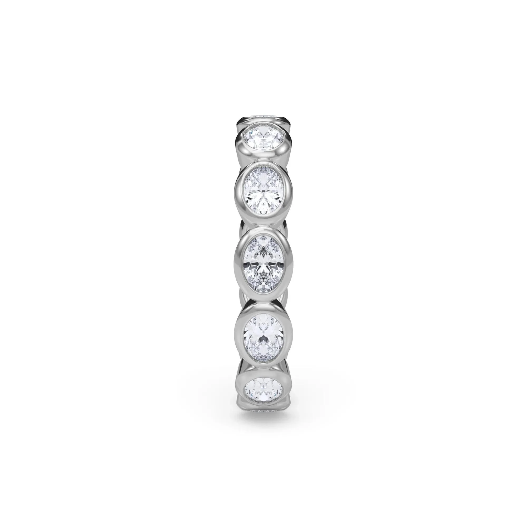 Lab Grown Diamond Bezel-Set Oval True Eternity Band Ring Platinum White Size 5.5 3.5mm - Image 3