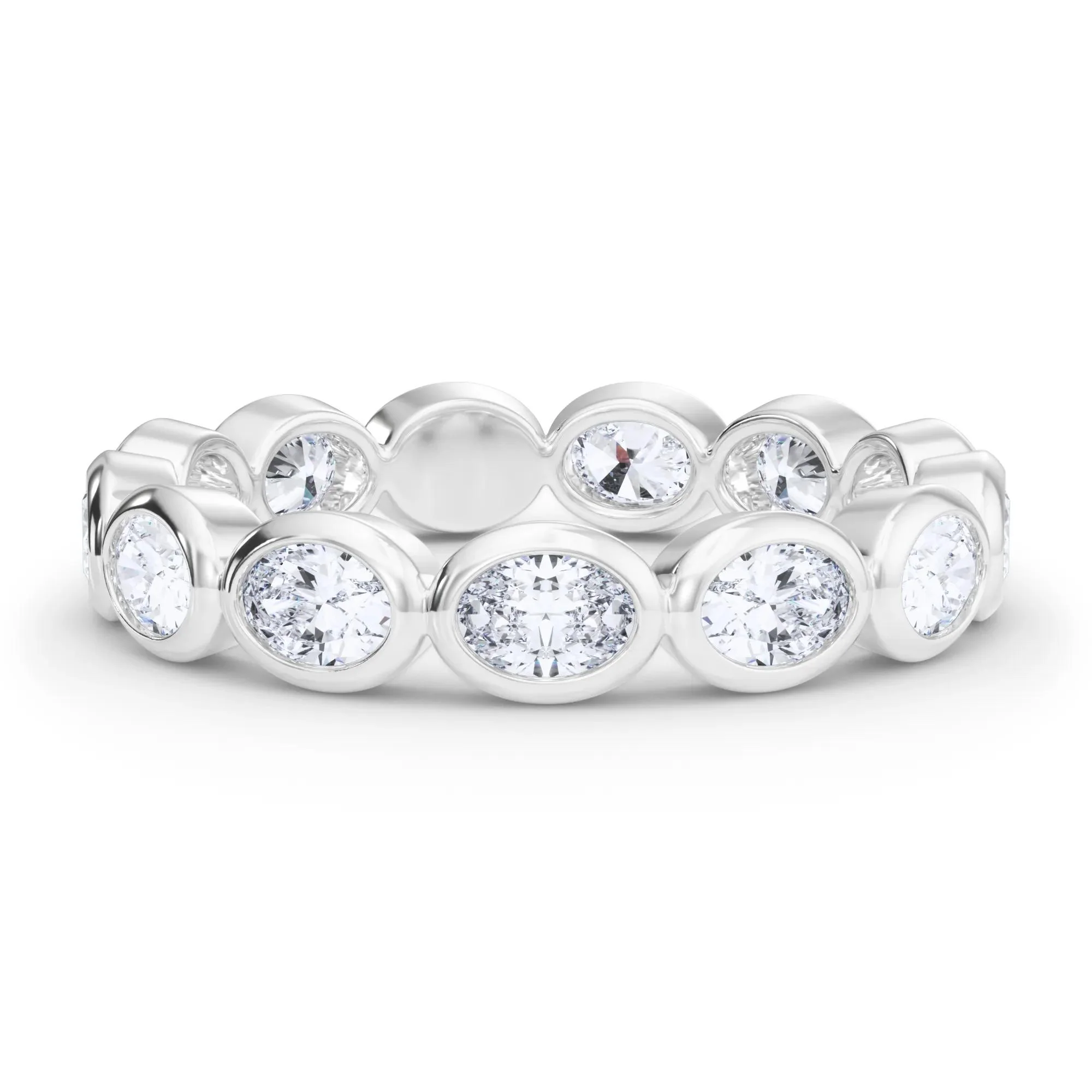 Lab Grown Diamond Bezel-Set Oval True Eternity Band Ring Platinum White Size 6 3.5mm