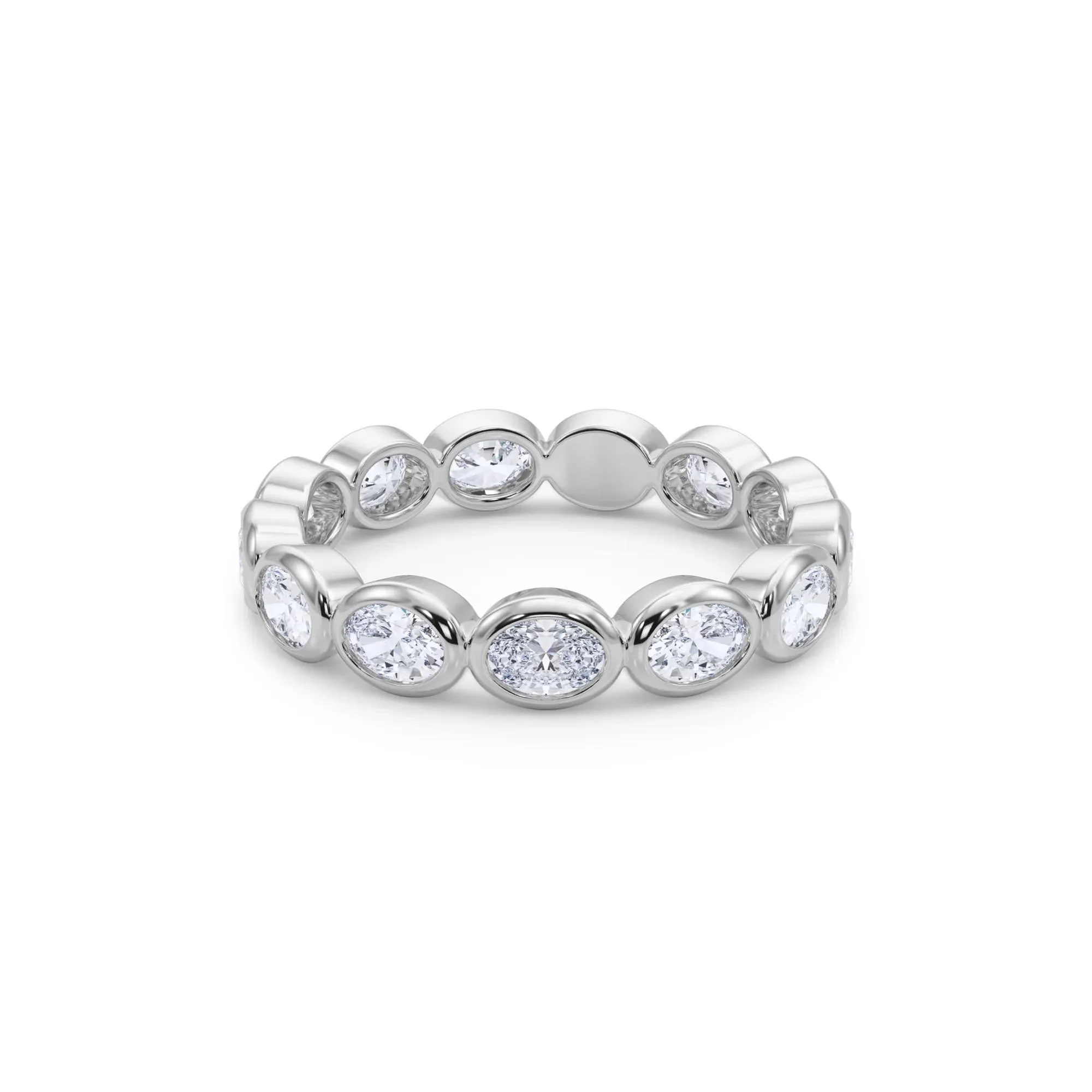 Lab Grown Diamond Bezel-Set Oval True Eternity Band Ring Platinum White Size 6.5 3.5mm - Image 4