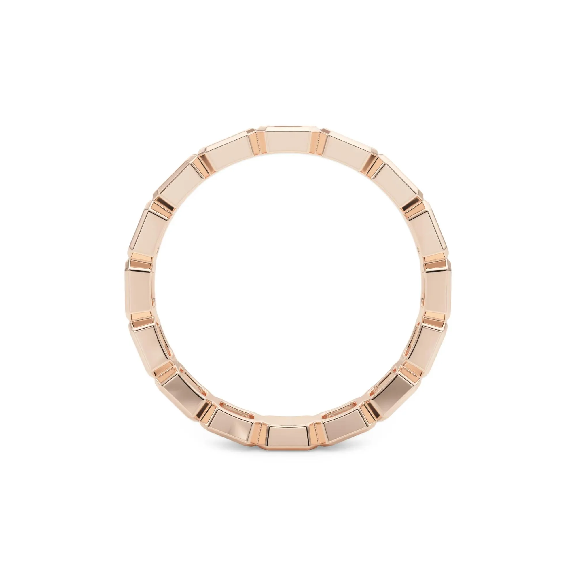 Lab Grown Diamond Bezel-Set Emerald-Cut True Eternity Band Ring 14K Rose Gold Size 4.5 3mm - Image 2