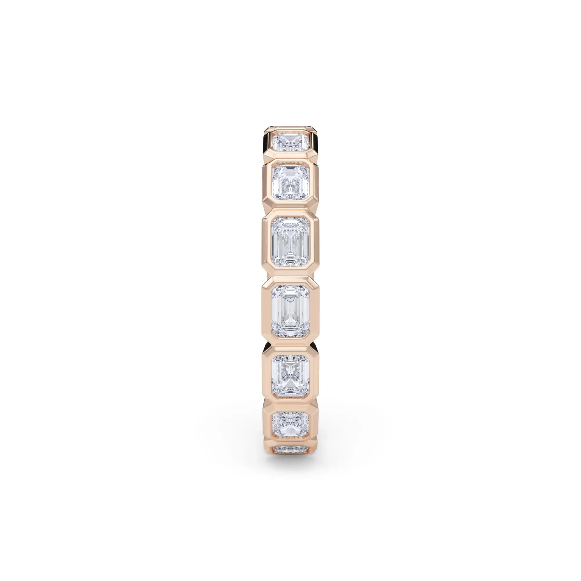 Lab Grown Diamond Bezel-Set Emerald-Cut True Eternity Band Ring 14K Rose Gold Size 5 3mm - Image 3