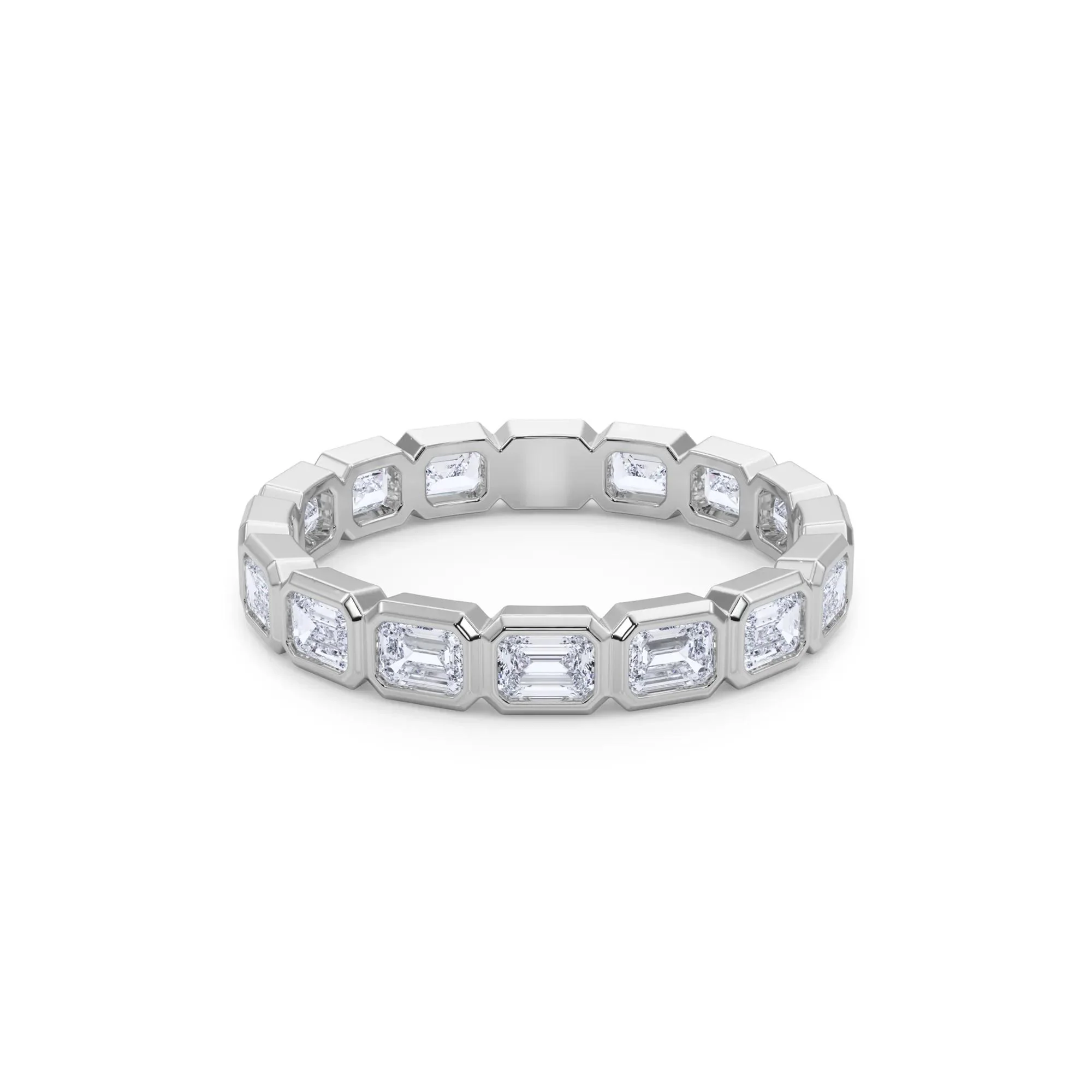 Lab Grown Diamond Bezel-Set Emerald-Cut True Eternity Band Ring 14K White Gold Size 7.5 3mm - Image 4