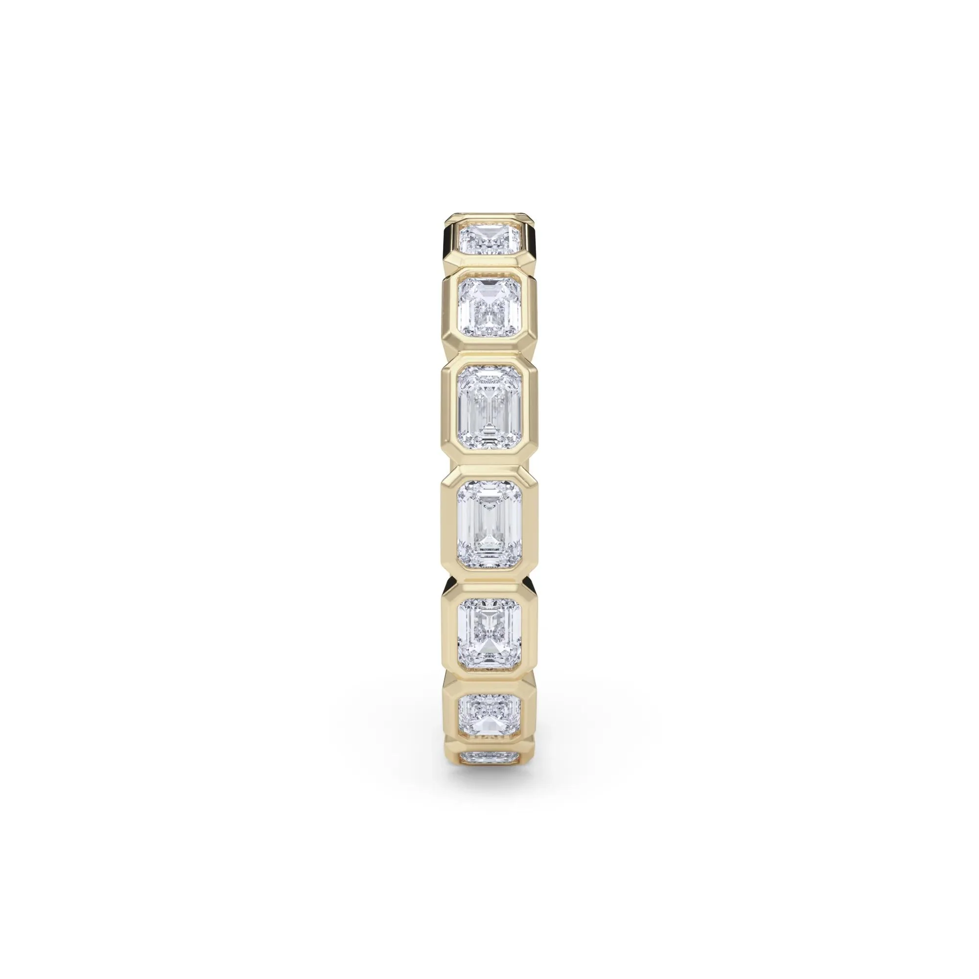 Lab Grown Diamond Bezel-Set Emerald-Cut True Eternity Band Ring 14K Yellow Gold Size 7.5 3mm - Image 3