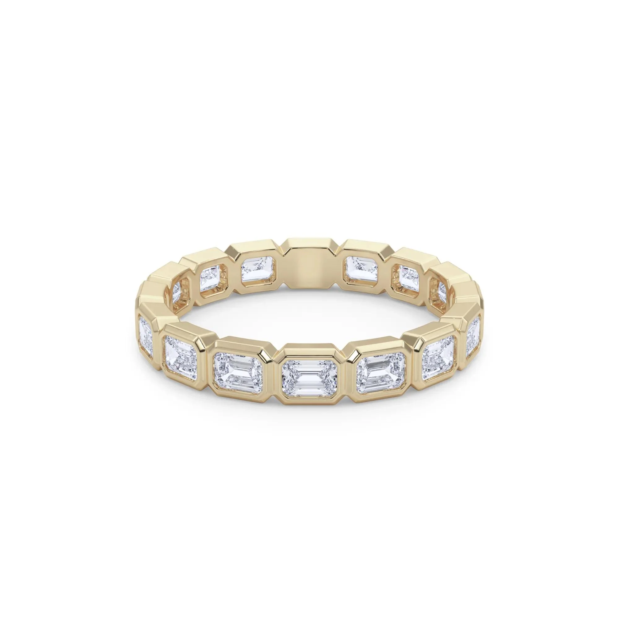 Lab Grown Diamond Bezel-Set Emerald-Cut True Eternity Band Ring 14K Yellow Gold Size 7.5 3mm - Image 4