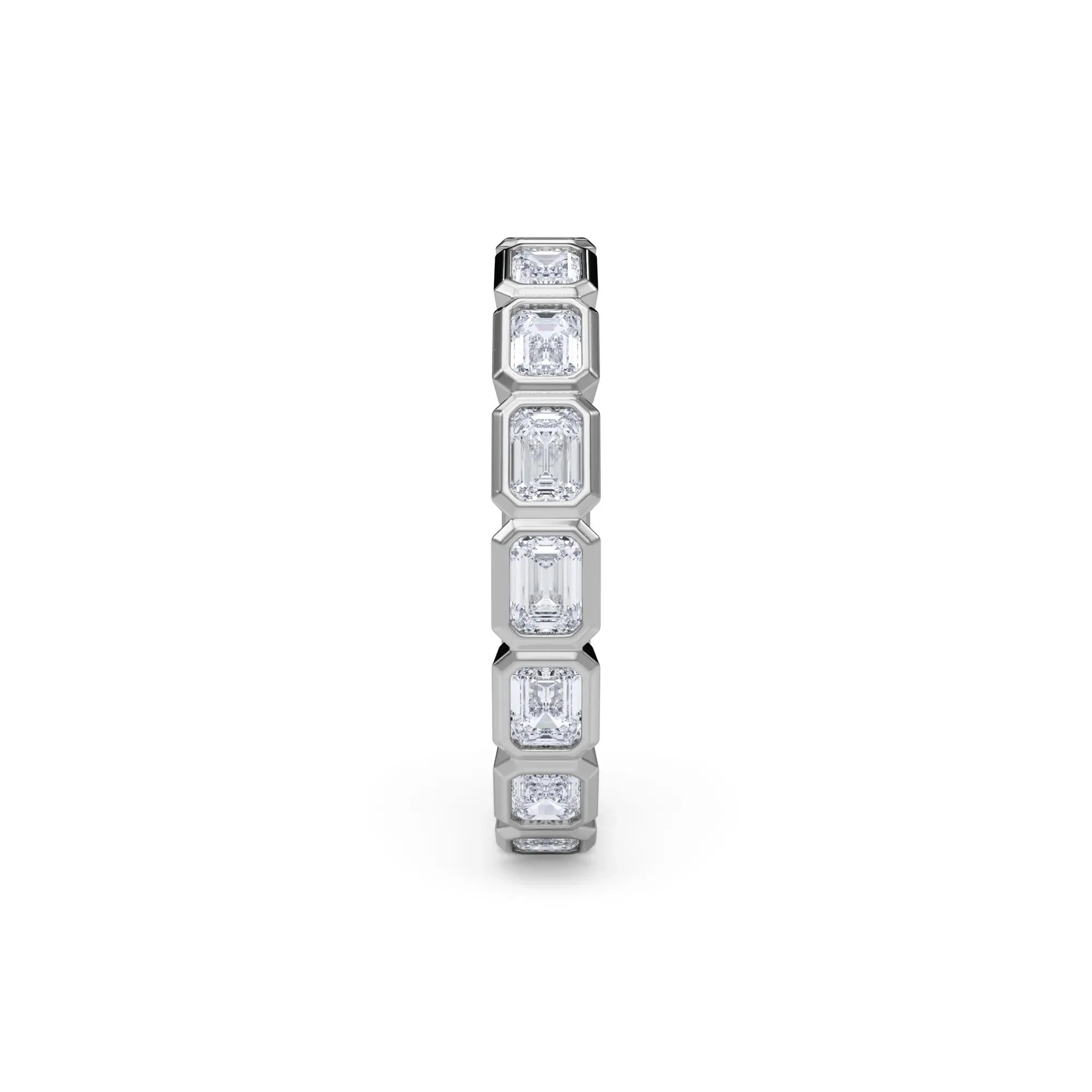 Lab Grown Diamond Bezel-Set Emerald-Cut True Eternity Band Ring Platinum White Size 5 3mm - Image 3