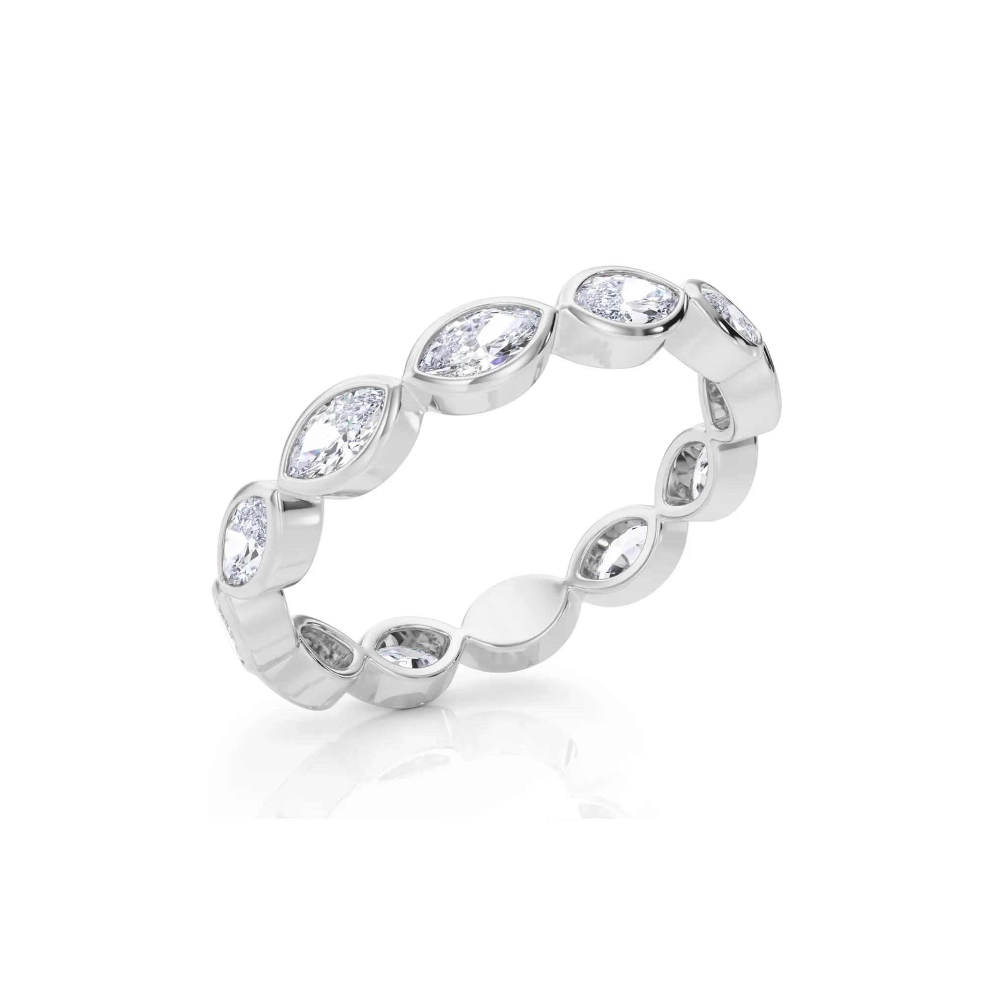 Lab Grown Diamond Bezel-Set Marquise True Eternity Band Ring Platinum White Size 9 3.5mm - Image 5