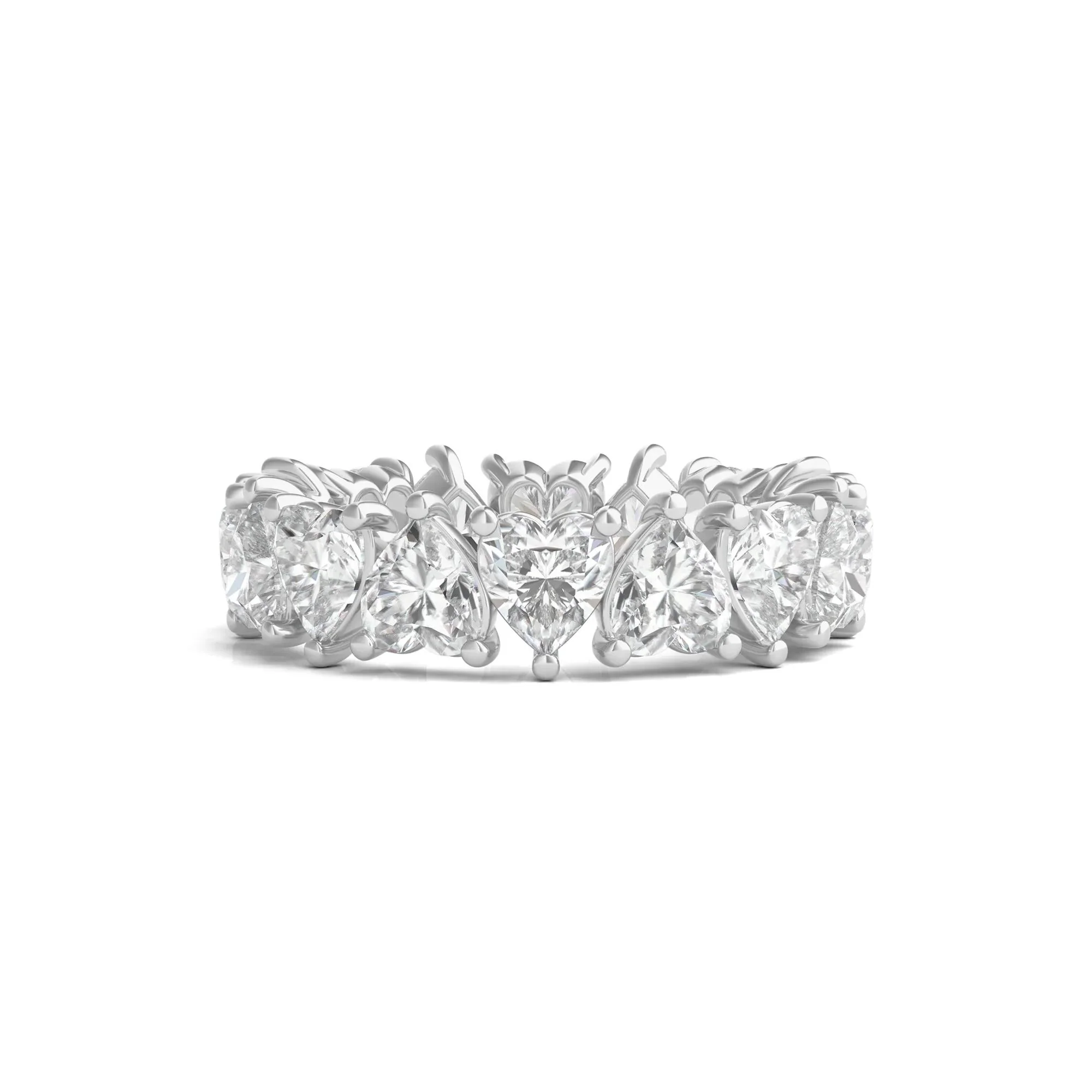 5 CT. Tw. Heart-Shaped Lab Grown Diamond True Eternity Band Ring Platinum White Size 4 6mm