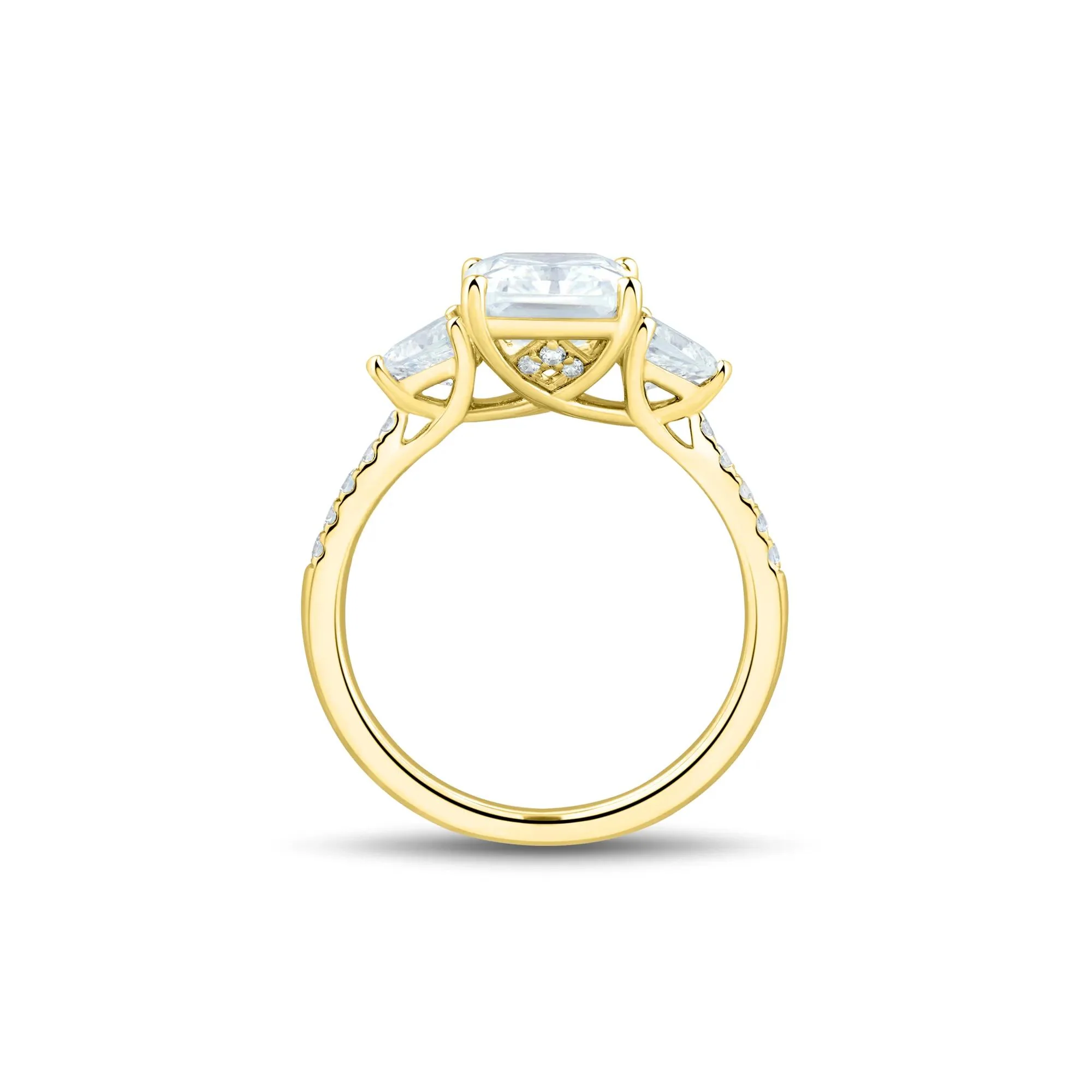 3 1/2 CT. Tw. Lab Grown Diamond Radiant-Cut Engagement Ring 14K Yellow Gold Round Brilliant Cut Size 6.5 1.5mm - Image 2