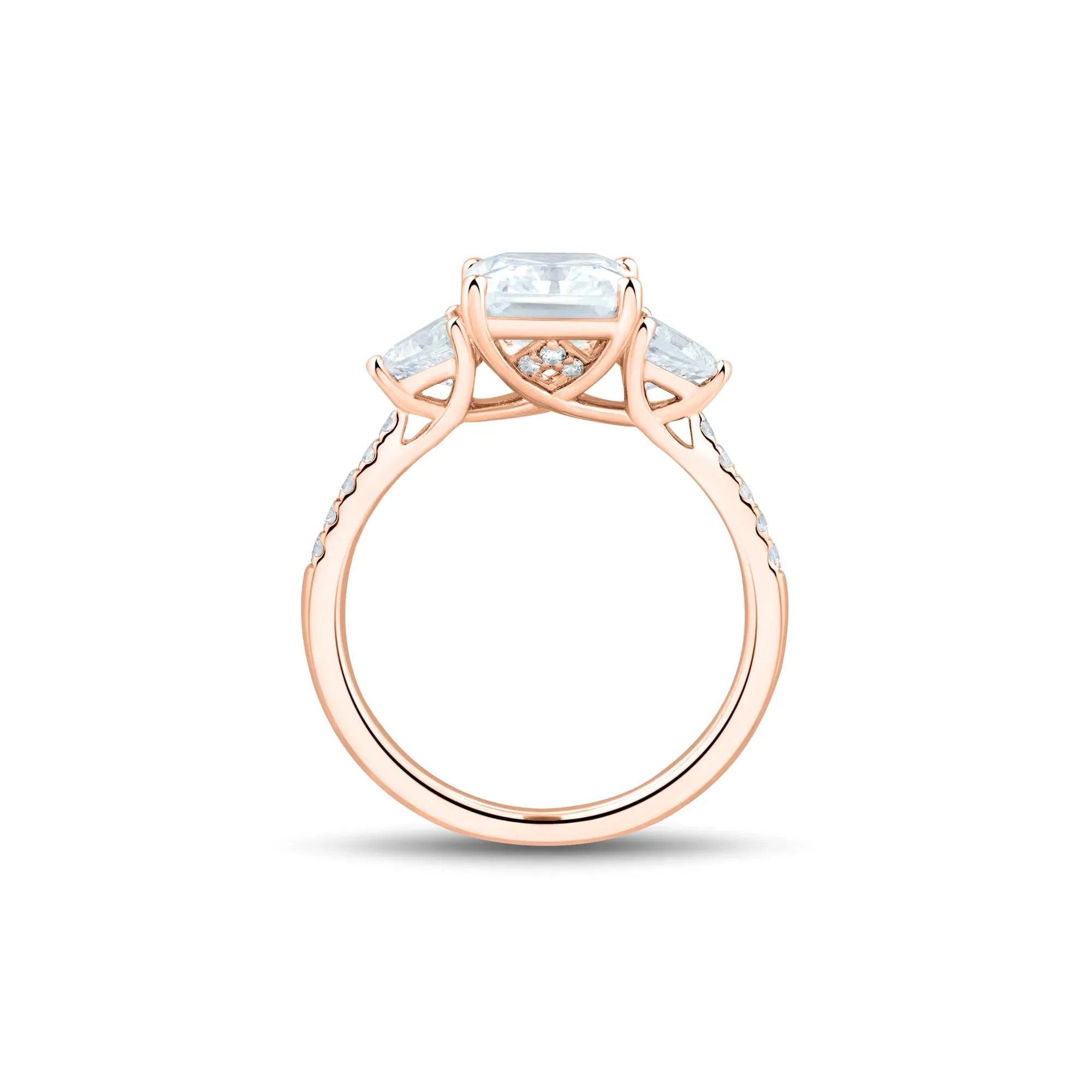 3 1/2 CT. Tw. Lab Grown Diamond Radiant-Cut Engagement Ring 14K Rose Gold Round Brilliant Cut Size 6.5 1.5mm - Image 2