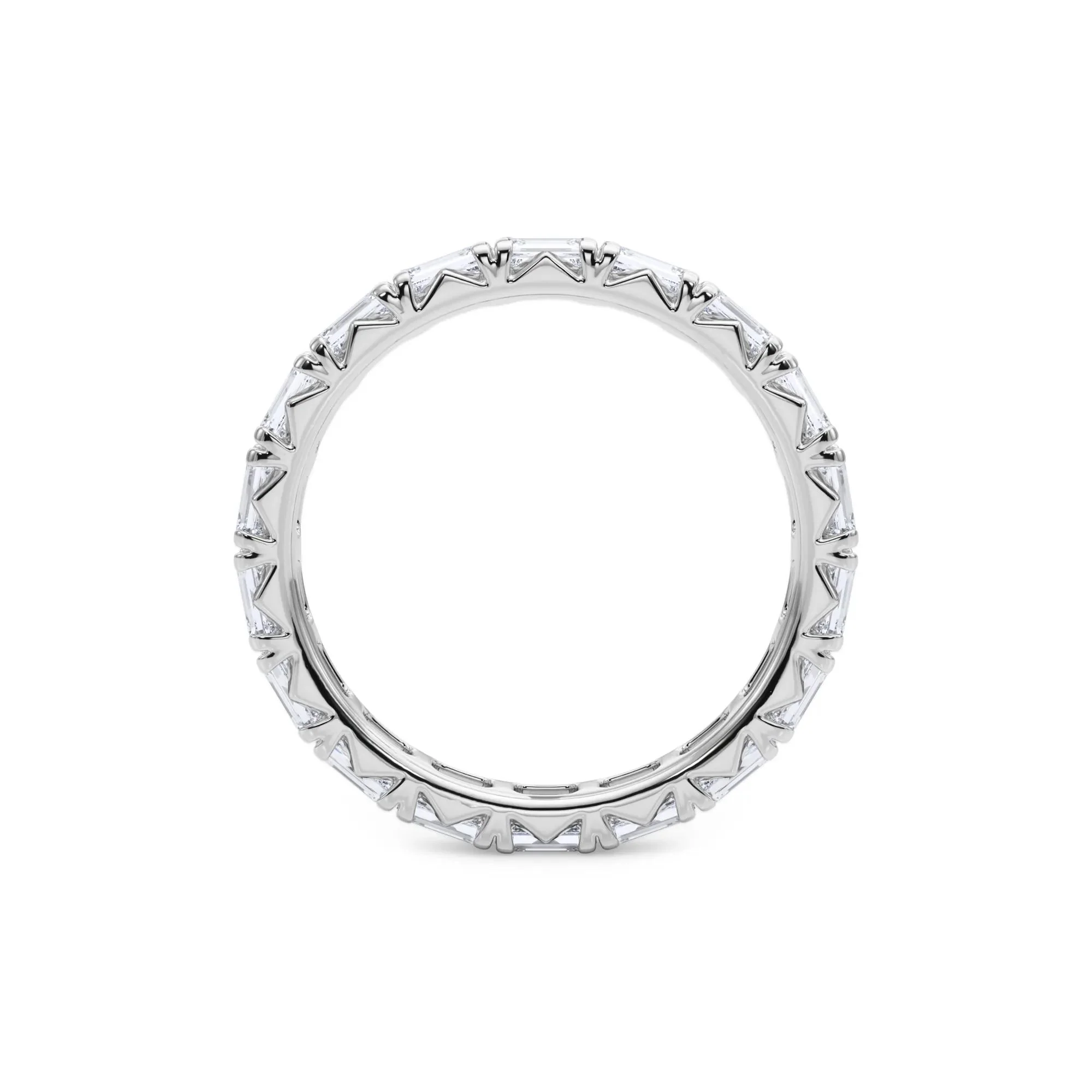2 1/7 CT. Tw. Lab Grown Emerald-Cut Diamond Eternity Band Ring 14K White Gold Size 7.5 3mm - Image 2